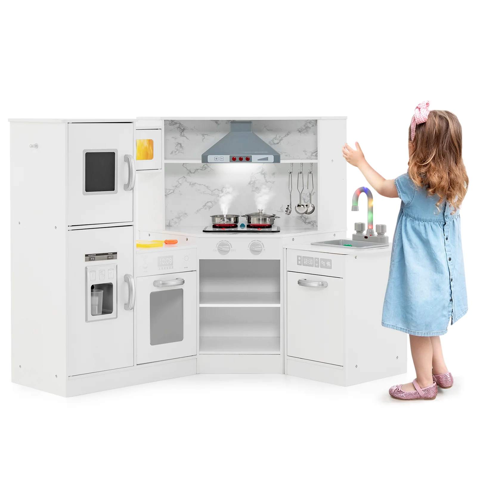 Kids Corner Pretend Kitchen Playset, White - Image 4