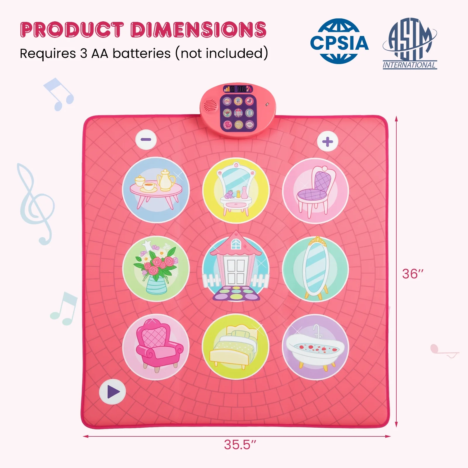 Kids Dance Mat Game Toy, Pink - Image 6