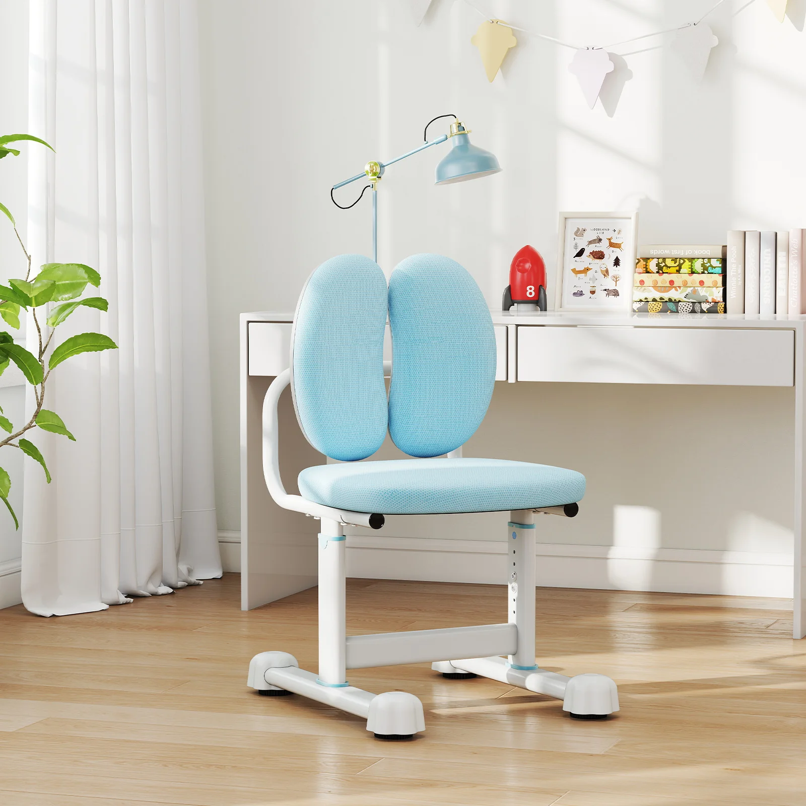 Kids Desk Chair, Double Back Support, Adjustable Height, Blue - Image 3