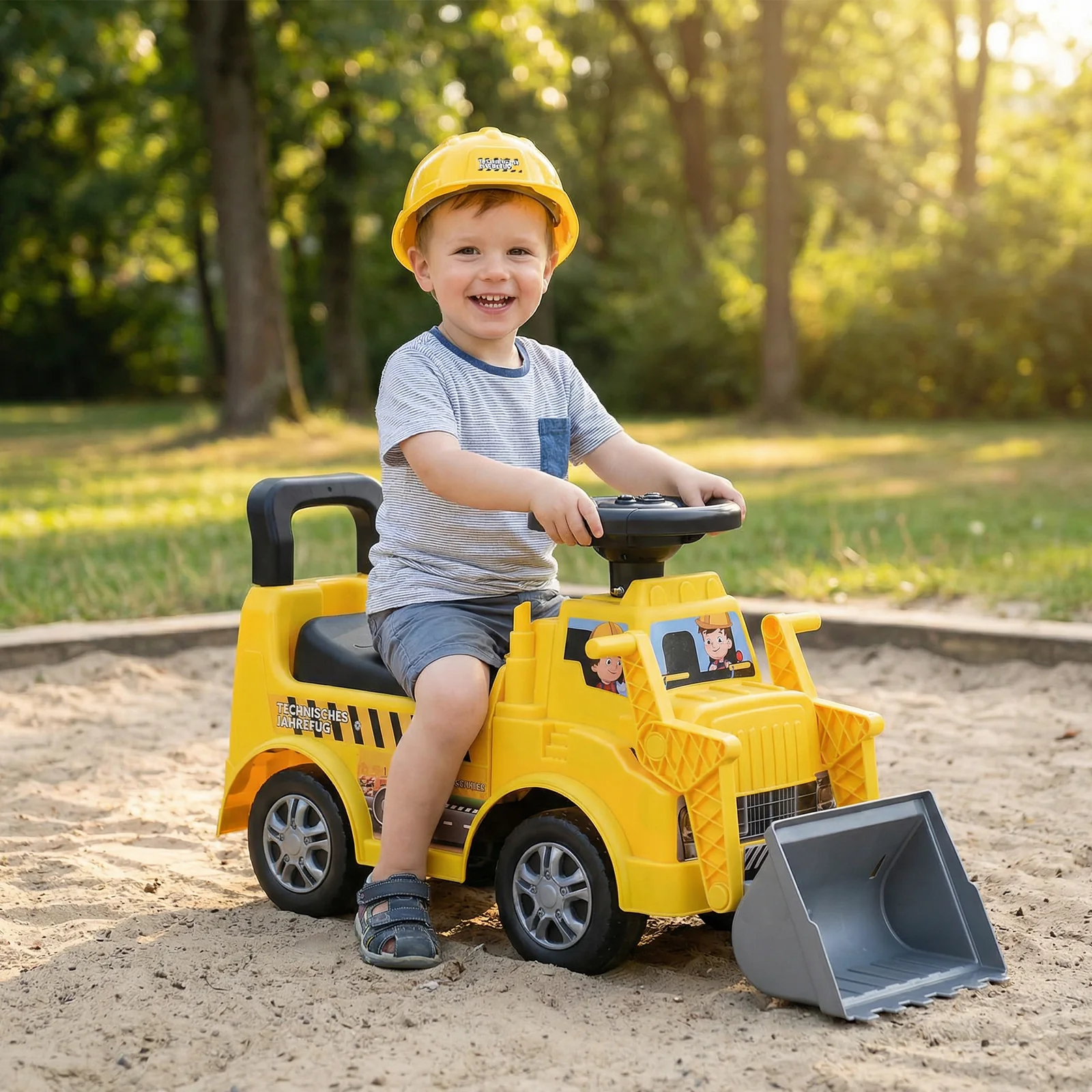 Kids Digger Ride on Truck with Shovel and Under-Seat Compartment - Image 2
