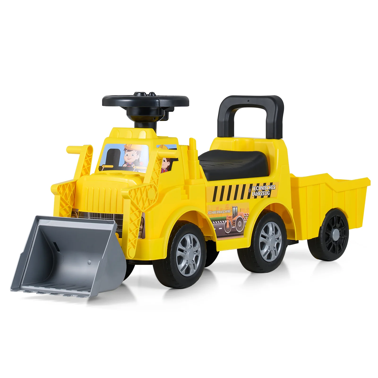 Kids Digger Ride on Truck with Shovel and Under-Seat Compartment - Image 4