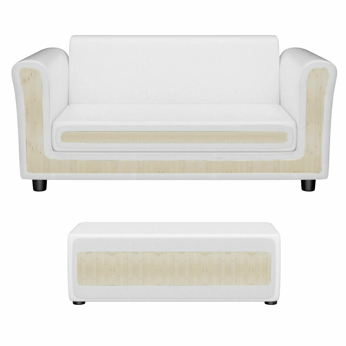 Kids Double Sofa With Ottoman, White - Image 10