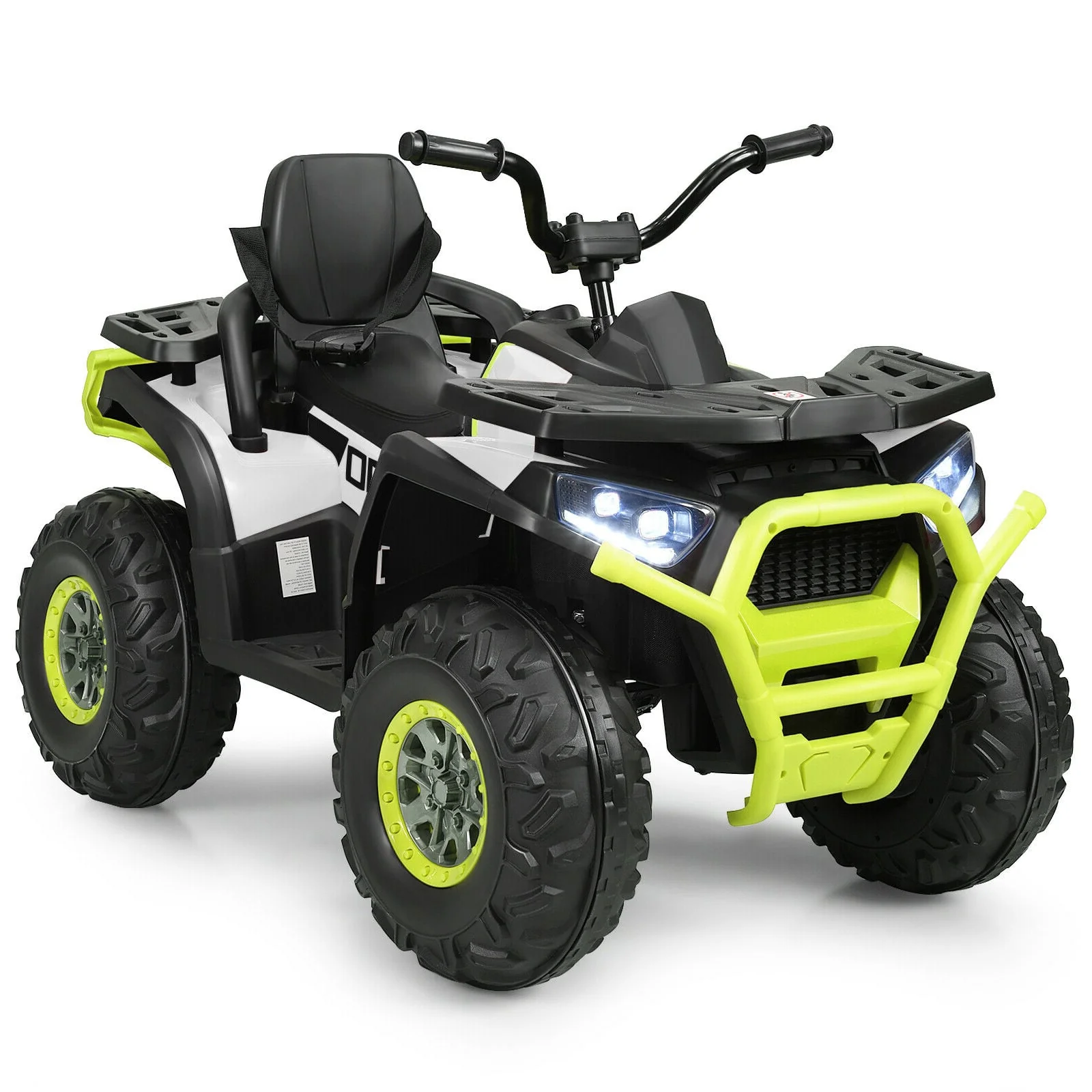 Kids Electric 4-Wheeler ATV Quad, 12 V, MP3, LED Lights, White