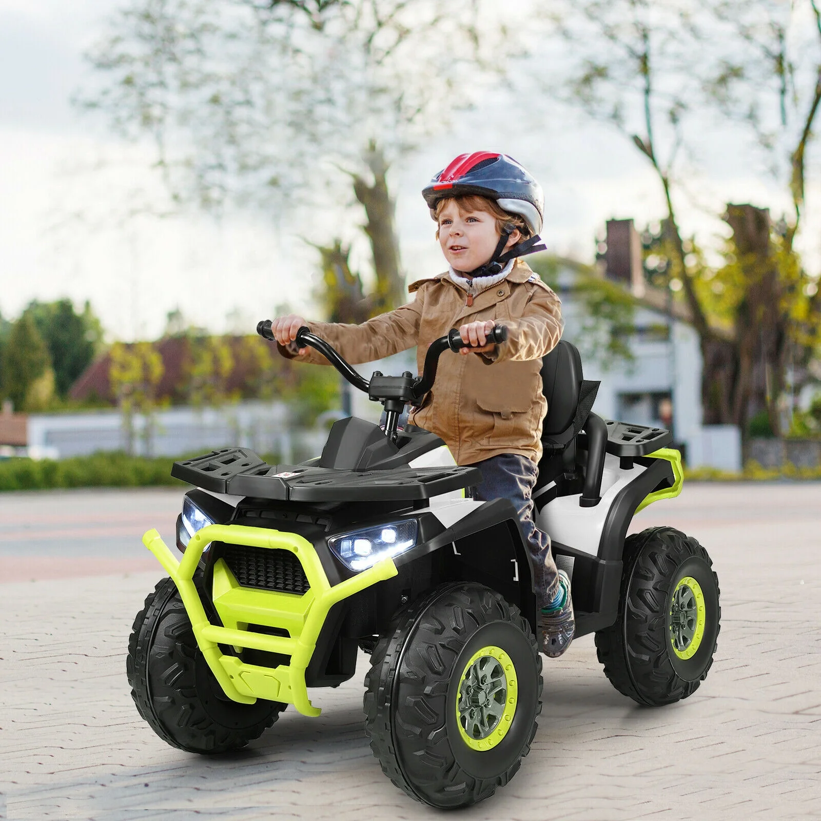Kids Electric 4-Wheeler ATV Quad, 12 V, MP3, LED Lights, White - Image 2