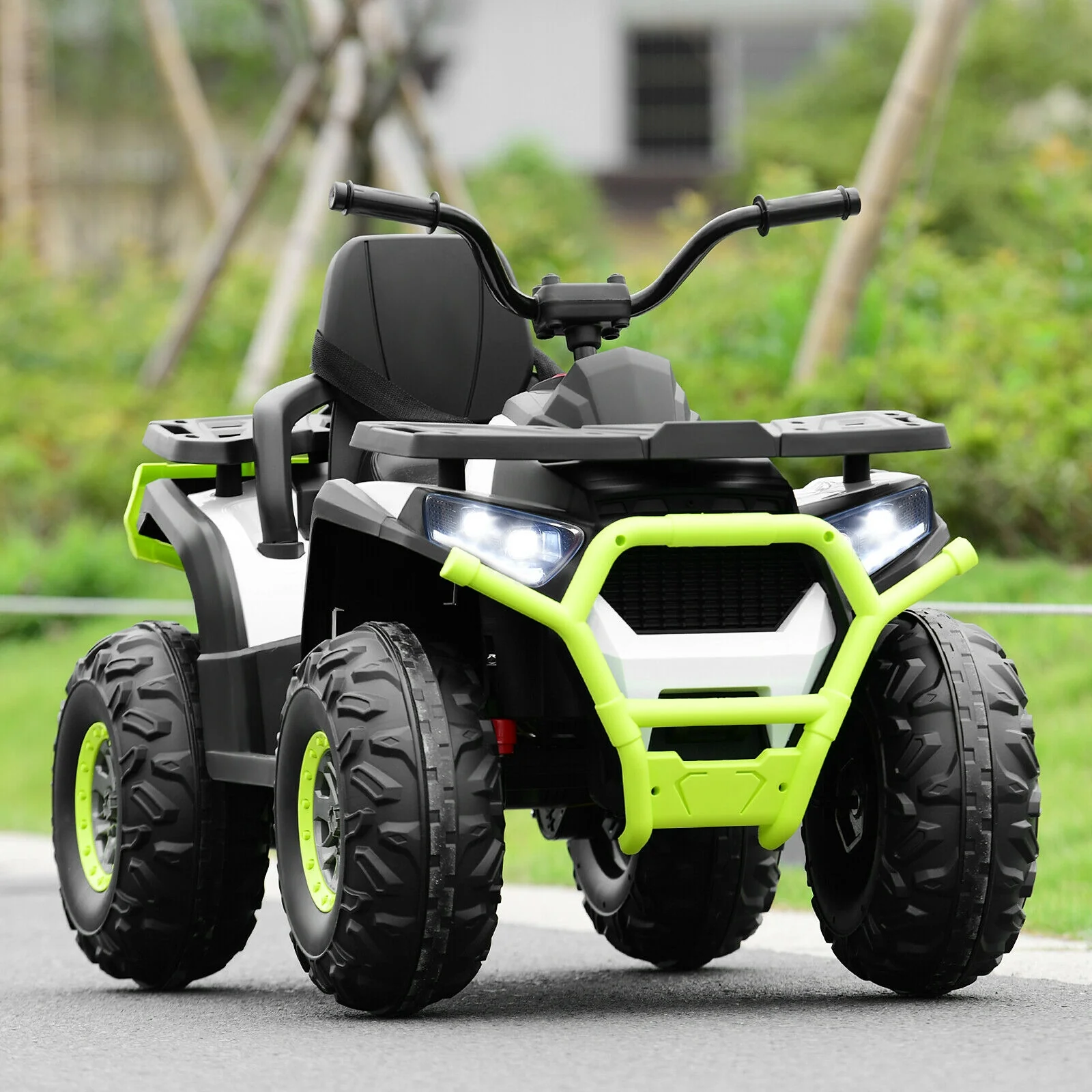 Kids Electric 4-Wheeler ATV Quad, 12 V, MP3, LED Lights, White - Image 3