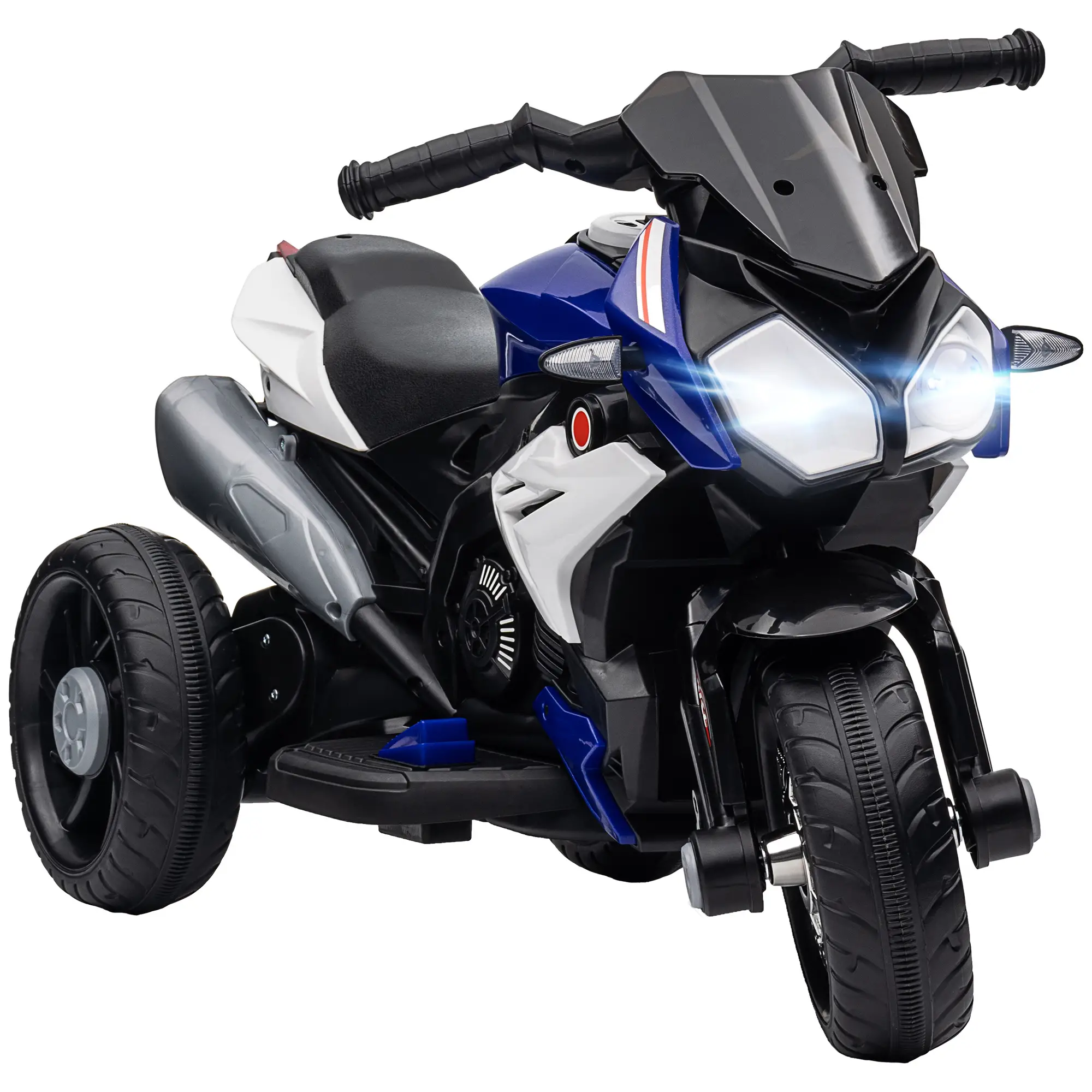 Kids Electric Motorcycle Ride-On Toy, 3 Wheels, Music, Horn, Lights, Blue - Image 11