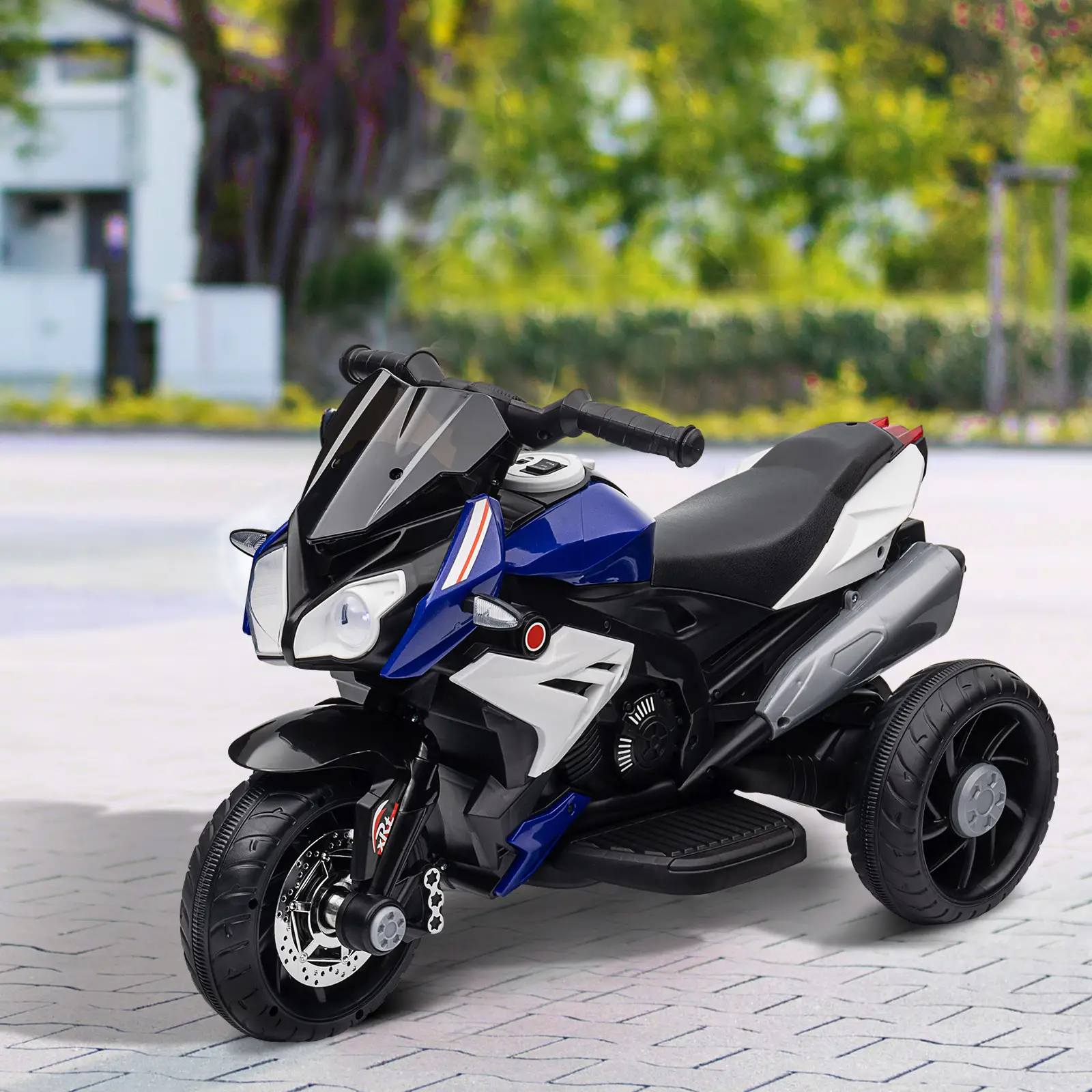 Kids Electric Motorcycle Ride-On Toy, 3 Wheels, Music, Horn, Lights, Blue - Image 8