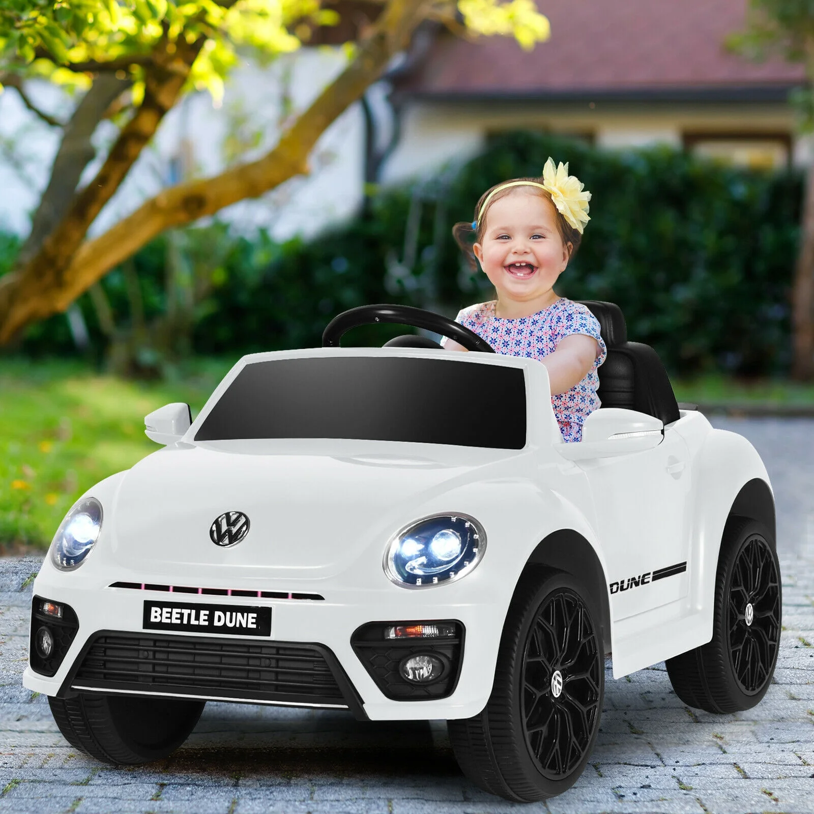 Kids Electric Ride On Car, Remote Control, White - Image 3