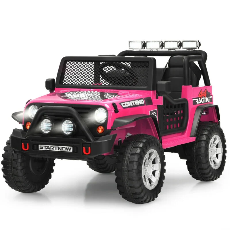 Kids Electric Ride On Truck, 12V, Remote Control, Operation Lever, Pink
