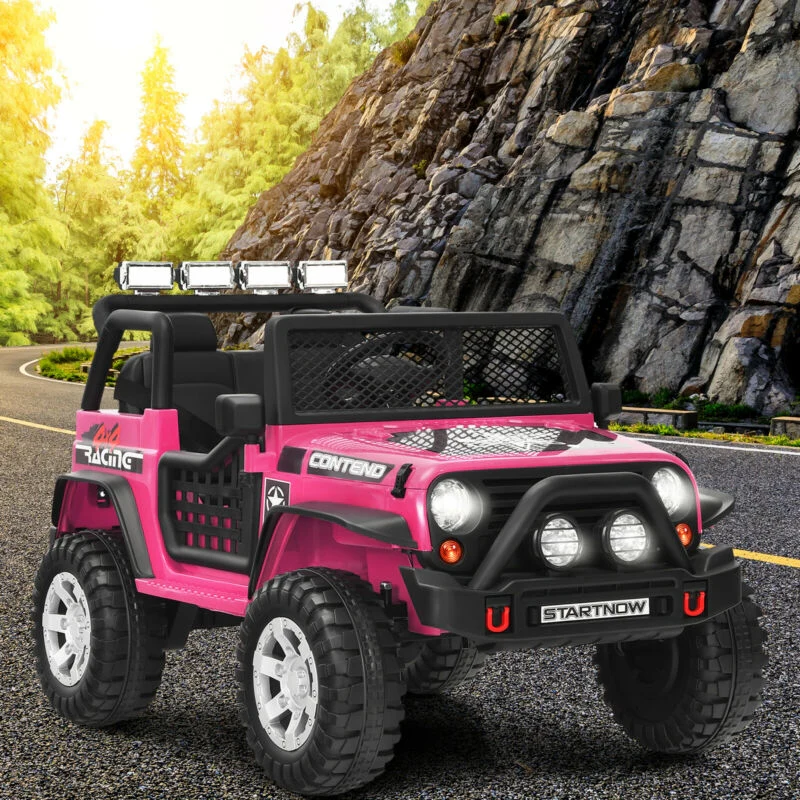 Kids Electric Ride On Truck, 12V, Remote Control, Operation Lever, Pink - Image 2
