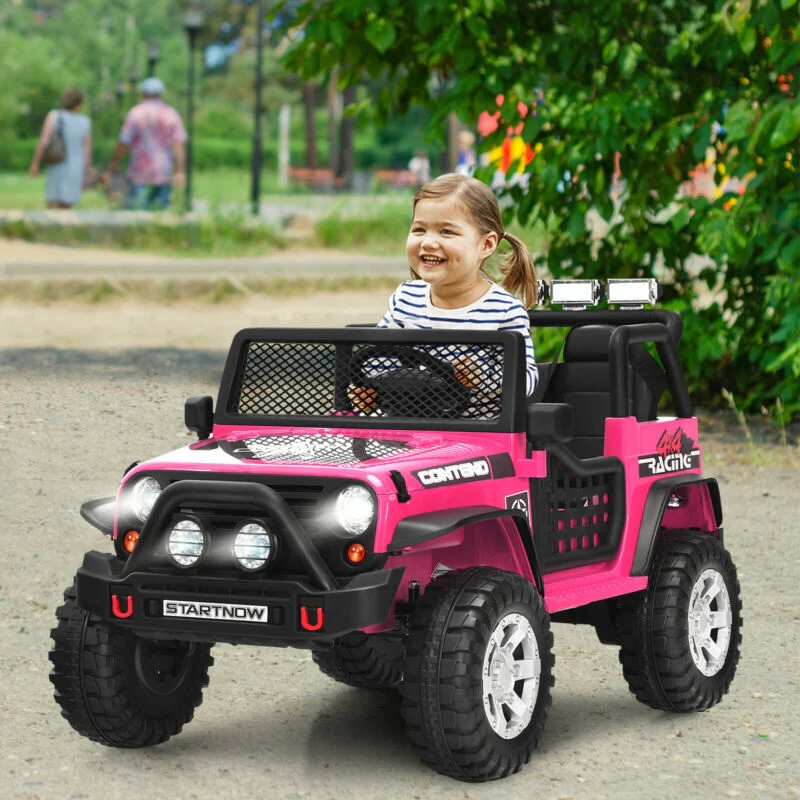 Kids Electric Ride On Truck, 12V, Remote Control, Operation Lever, Pink - Image 7