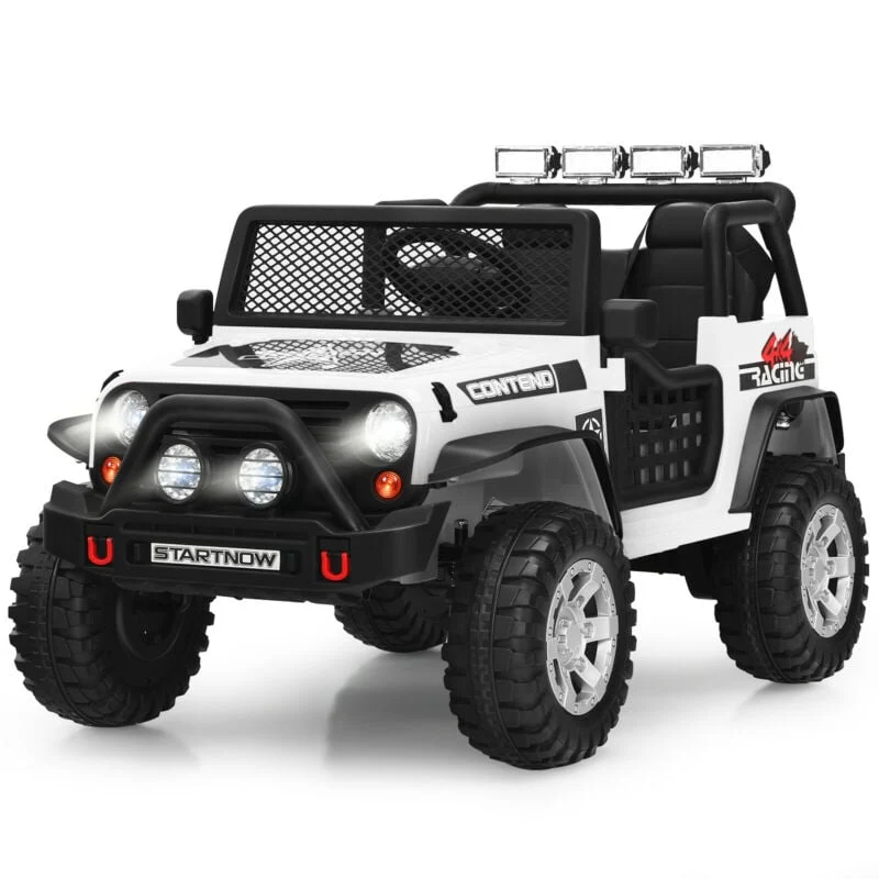 Kids Electric Ride On Truck, 12V, Remote Control, Operation Lever, White - Image 4