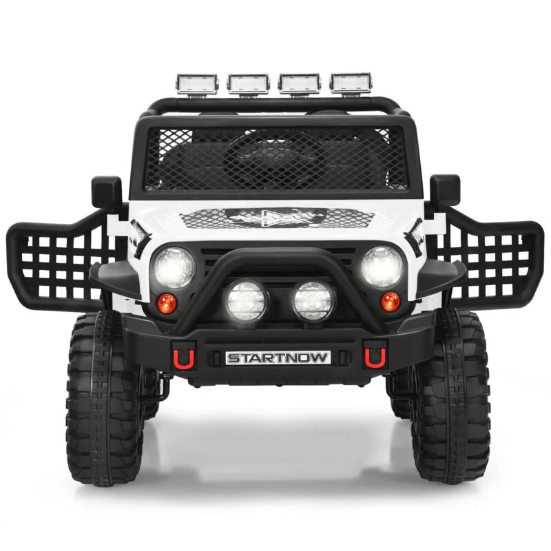 Kids Electric Ride On Truck, 12V, Remote Control, Operation Lever, White - Image 9