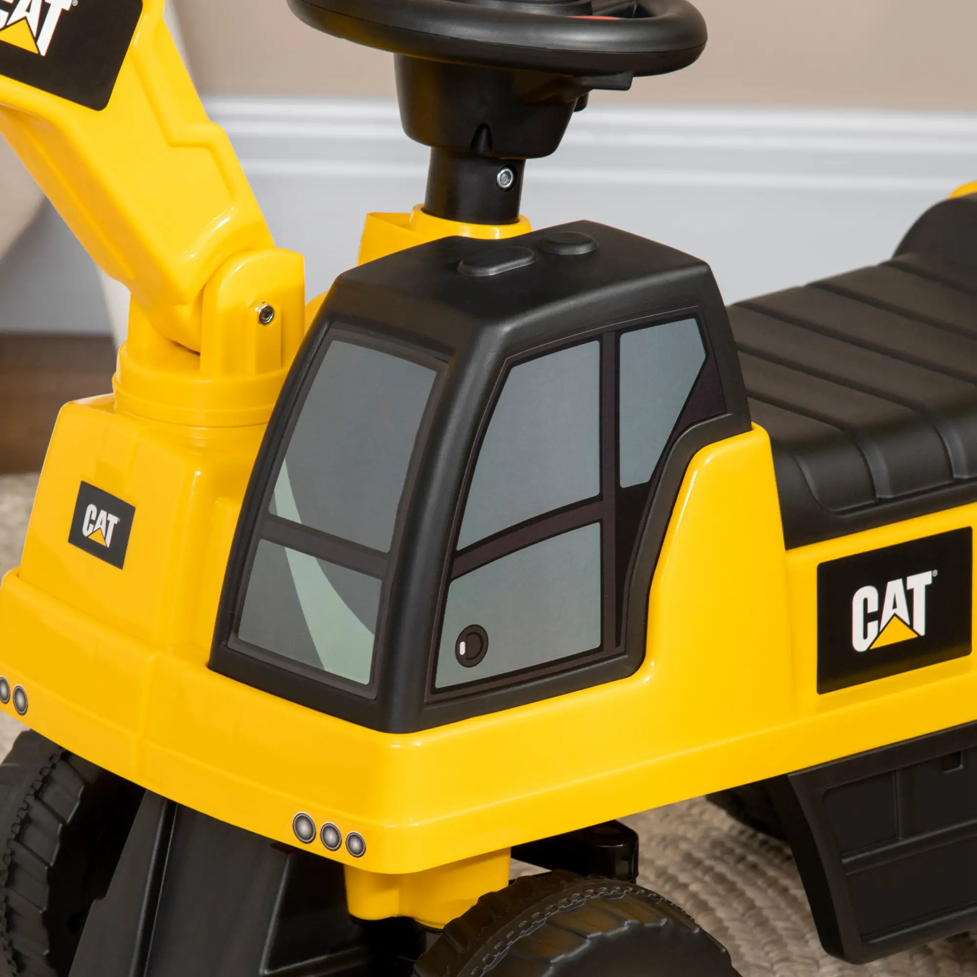 Kids Excavator Ride On Toy, Manual Shovel, Horn, Storage, 18-36 Months, Yellow - Image 10