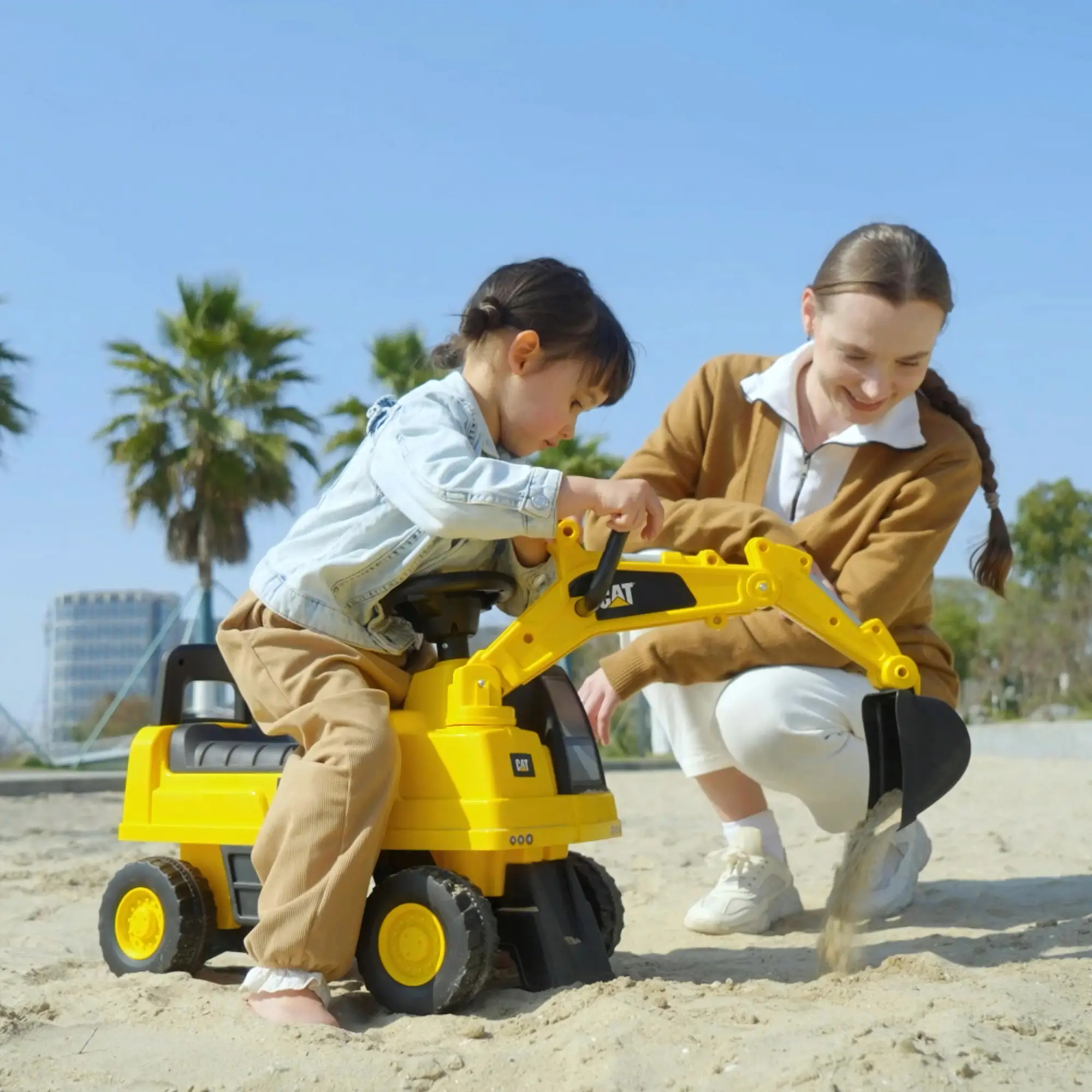 Kids Excavator Ride On Toy, Manual Shovel, Horn, Storage, 18-36 Months, Yellow - Image 9