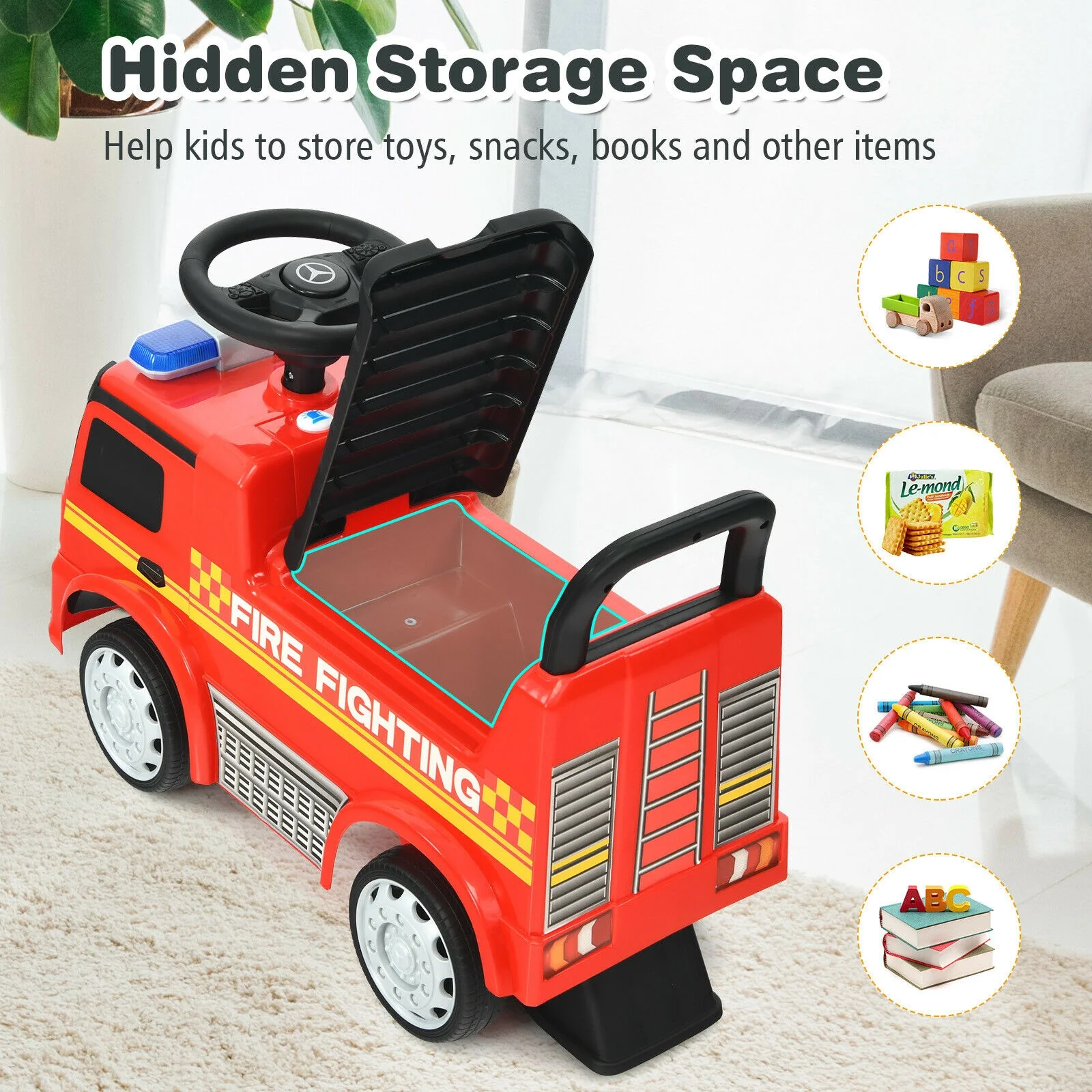 Kids Fire Engine Racer, Red - Image 10
