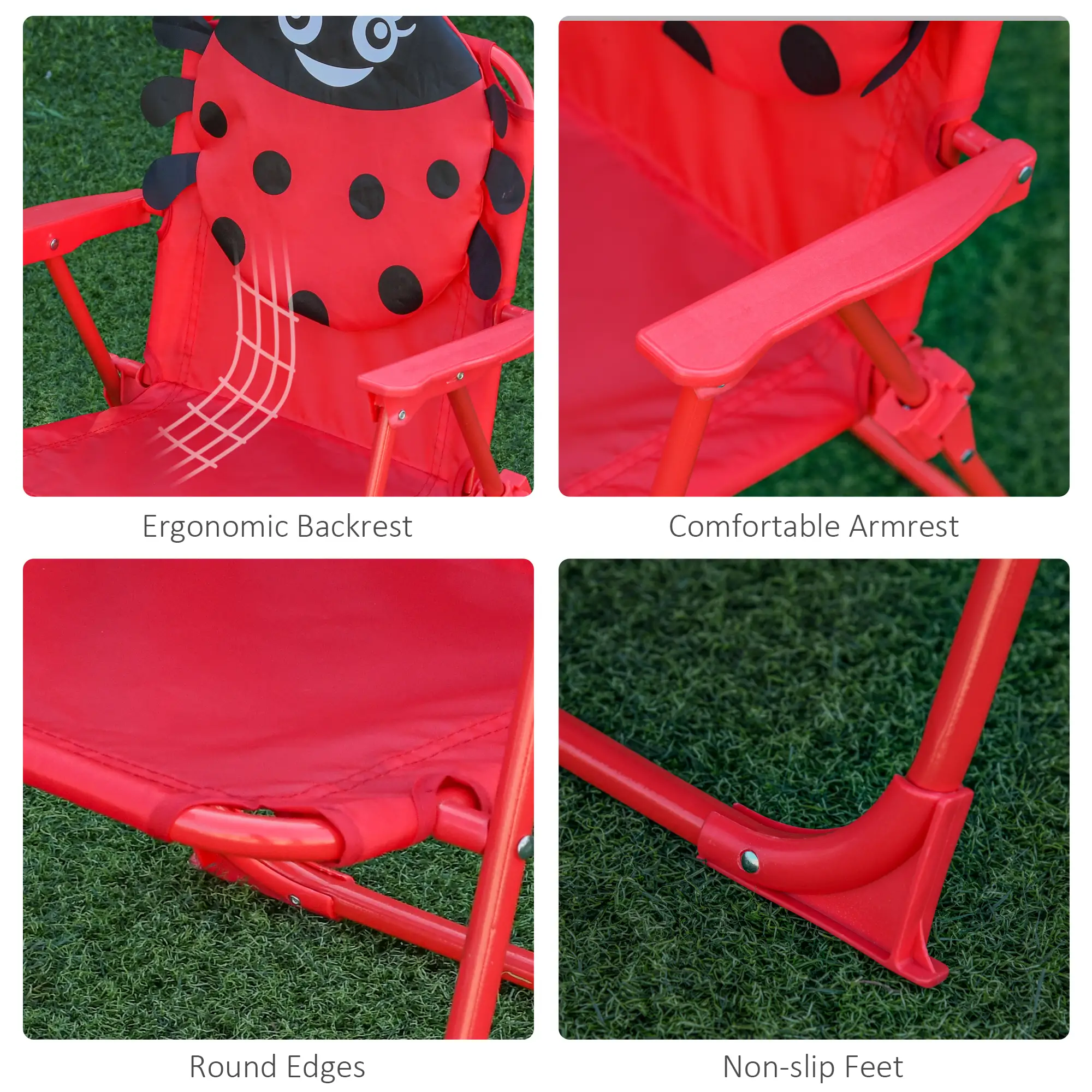 Kids Folding Picnic Table, Chair Set, Adjustable Umbrella, Red - Image 7