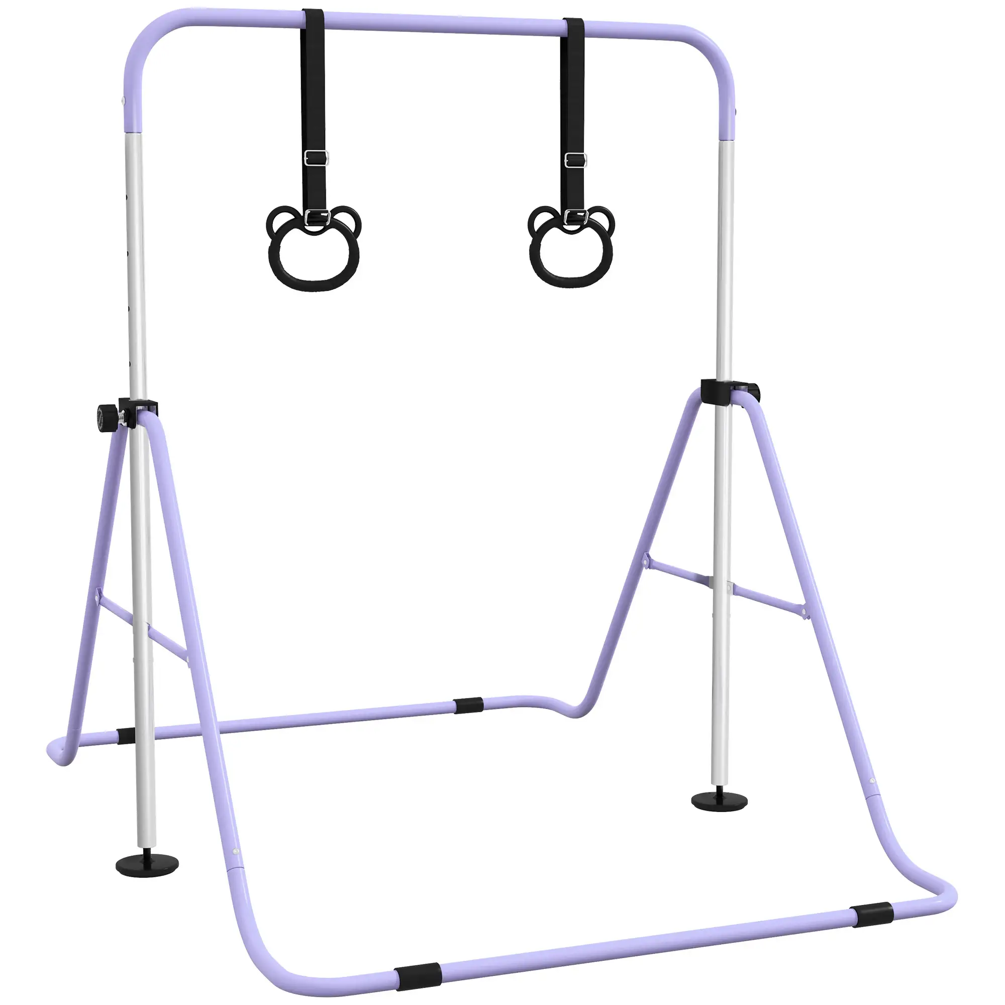Kids Gymnastics Bar, Adjustable Height, Non-Slip Rings, Purple