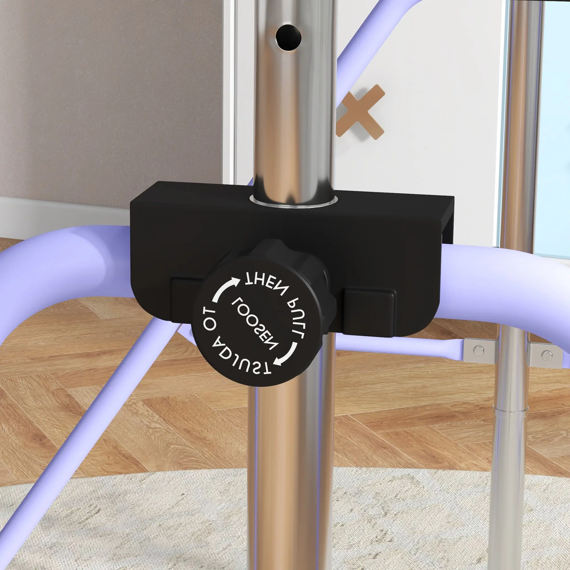 Kids Gymnastics Bar, Adjustable Height, Non-Slip Rings, Purple - Image 9