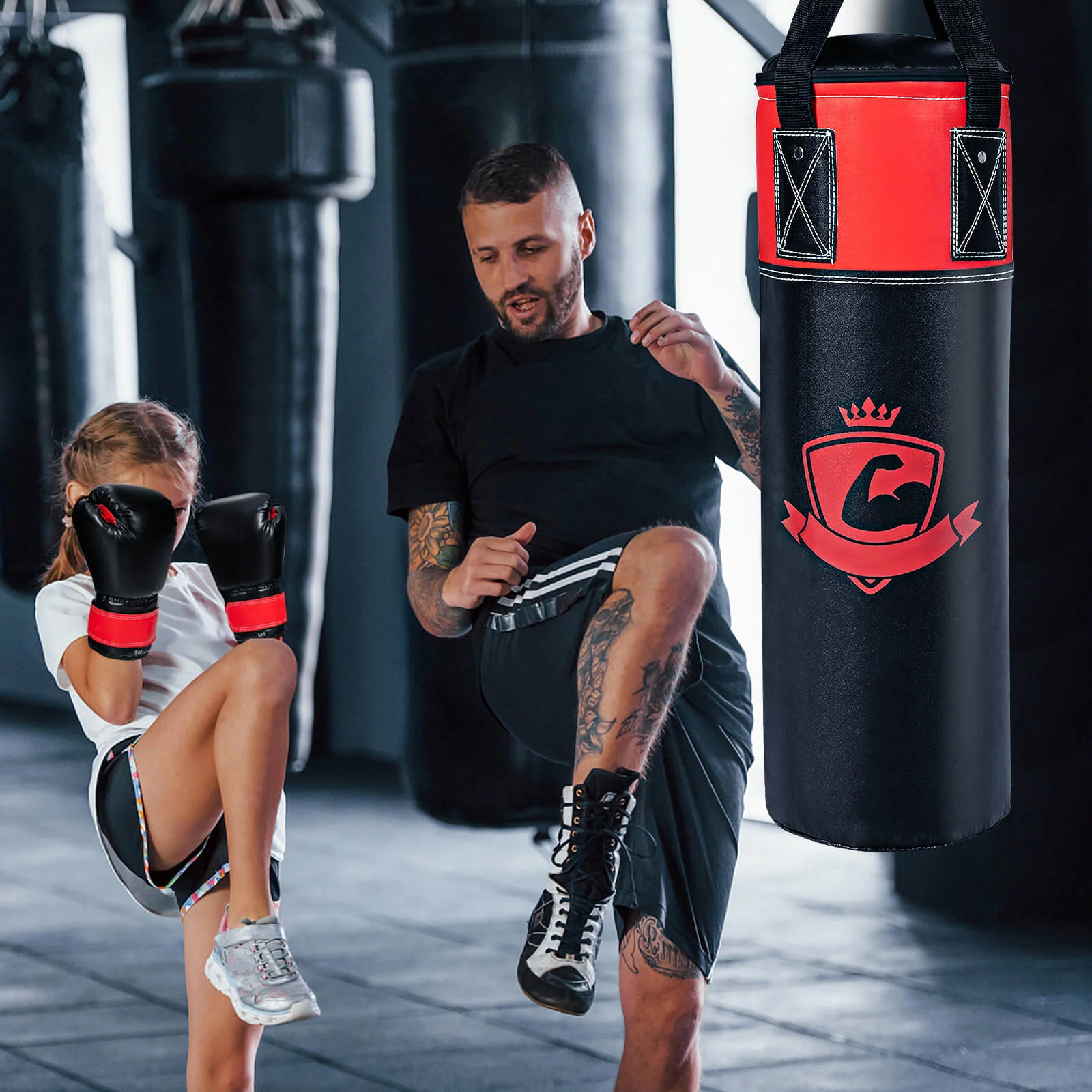 Kids Hanging Punching Bag Set, 11 Pounds, Black - Image 2