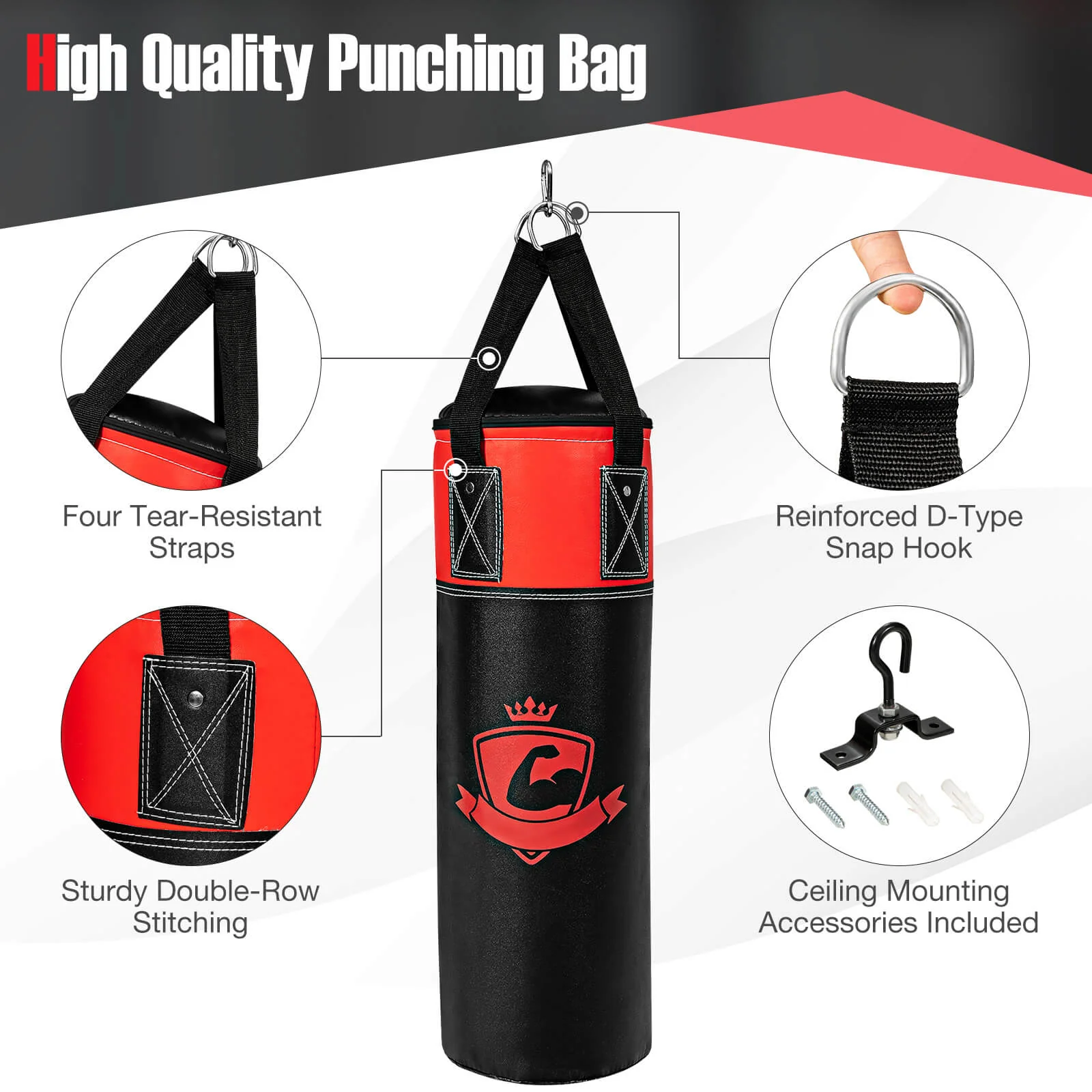 Kids Hanging Punching Bag Set, 11 Pounds, Black - Image 6
