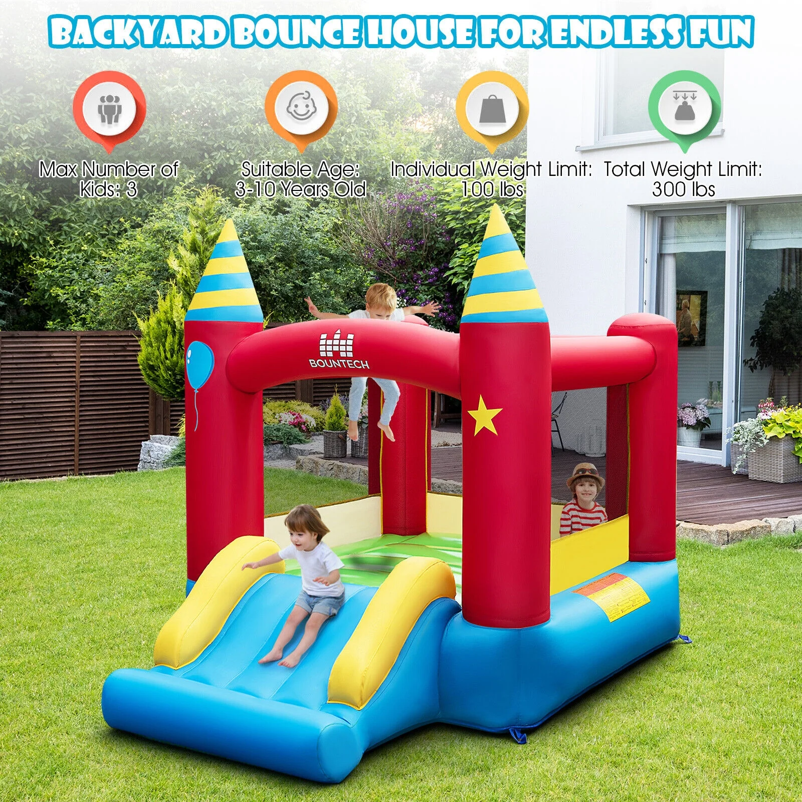 Kids Inflatable Bounce Castle, Excluded Blower - Image 5