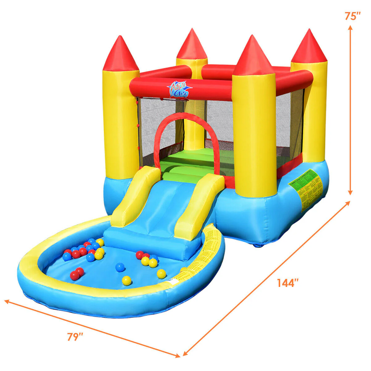 Kids Inflatable Bounce House Castle With Balls Pool And Bag - Image 5