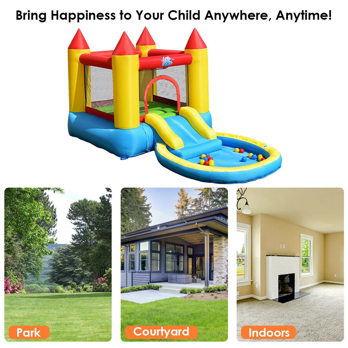 Kids Inflatable Bounce House Castle With Balls Pool And Bag - Image 6