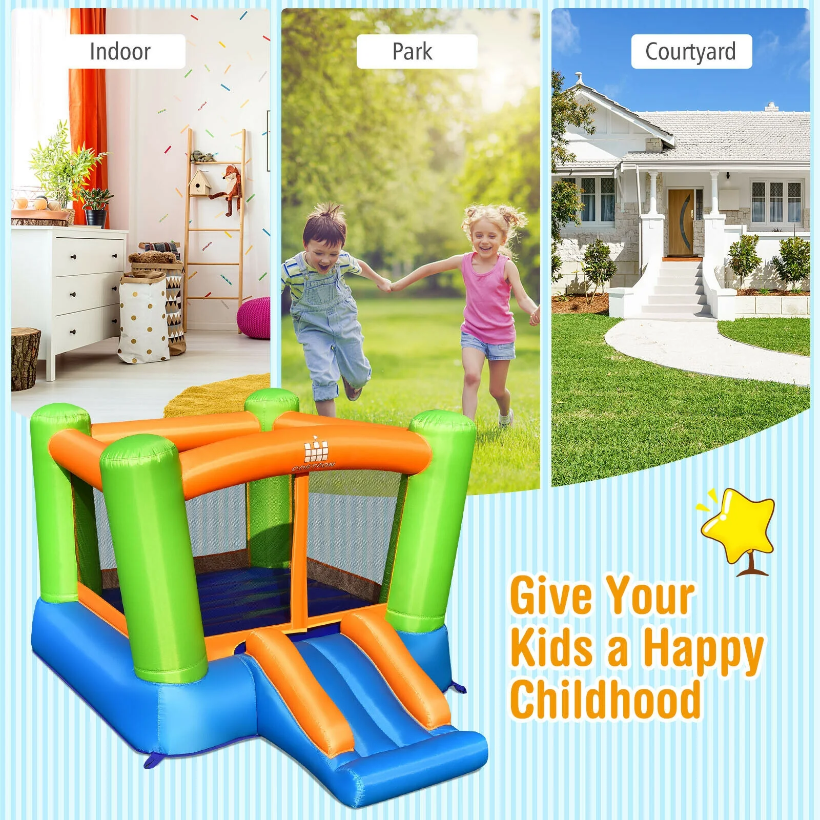 Kids Inflatable Bounce House, No Blower, Indoor Outdoor - Image 8