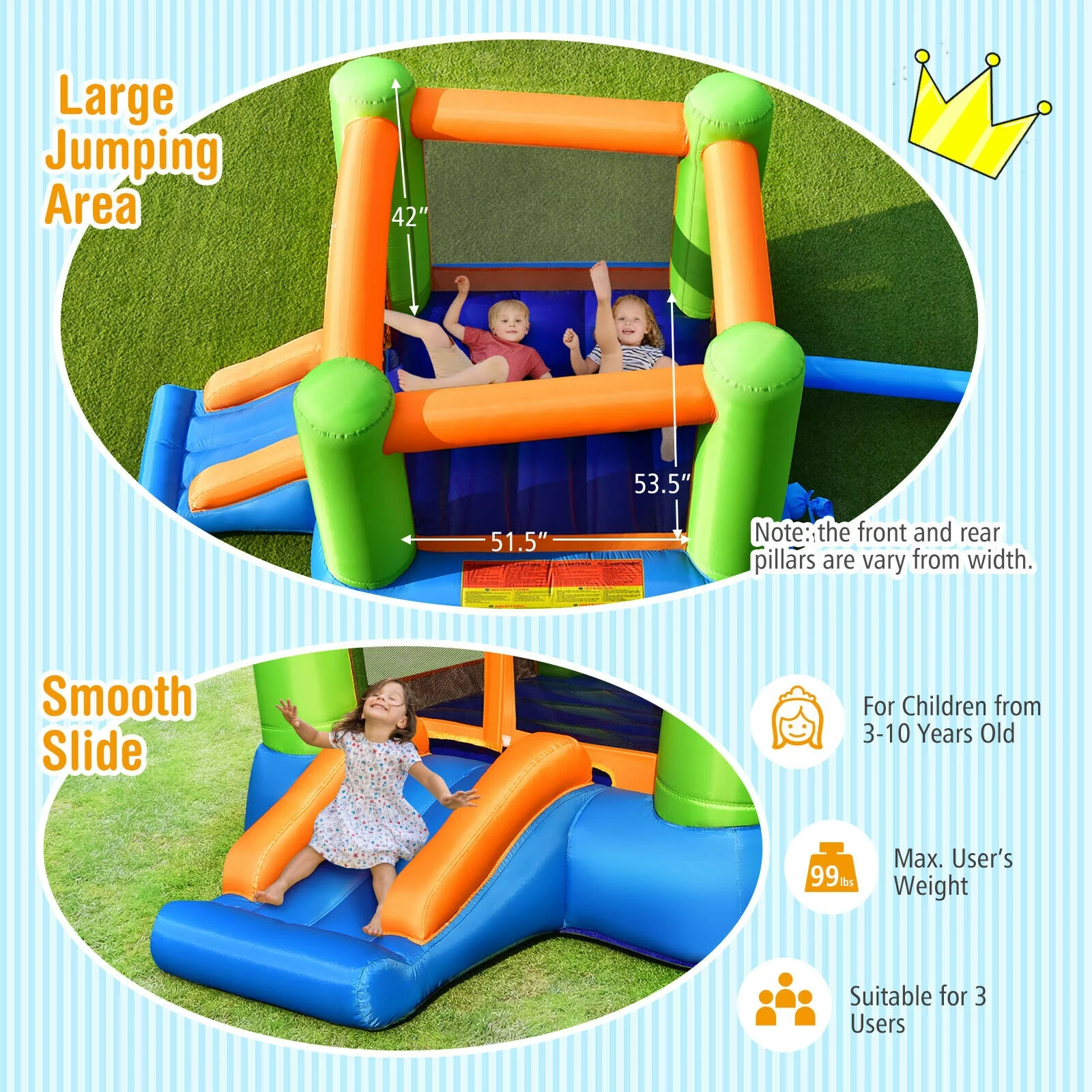 Kids Inflatable Bounce House, No Blower, Indoor Outdoor - Image 9