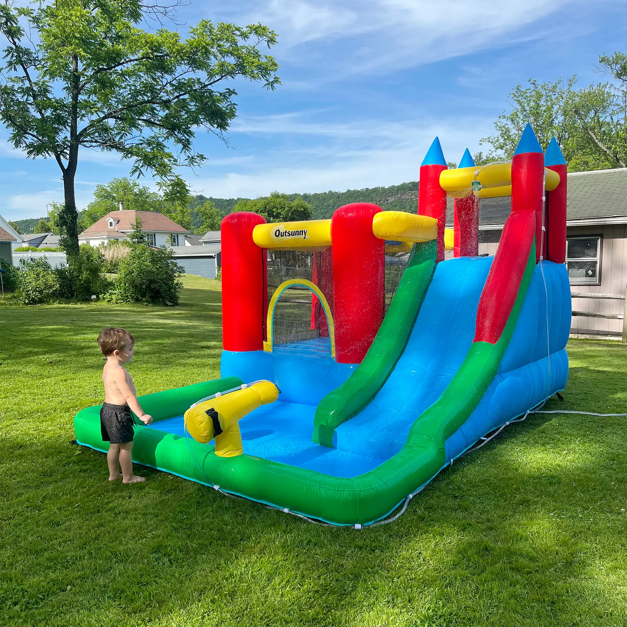 Kids Inflatable Bouncy Castle, Slide, Pool, 11.5' x 8.8' x 7', Multi-color - Image 10