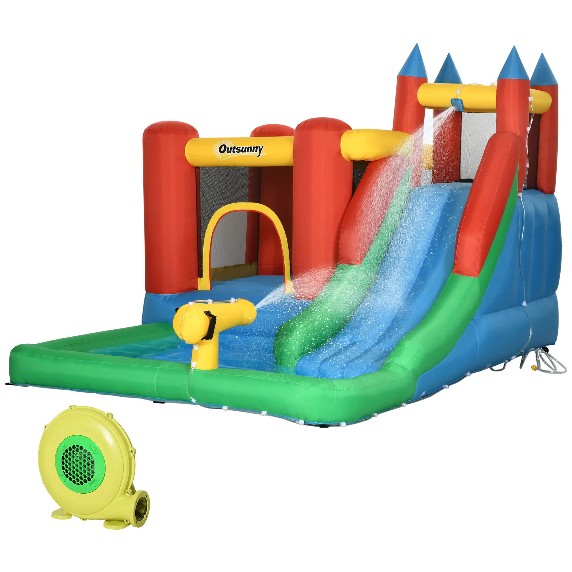 Kids Inflatable Bouncy Castle, Slide, Pool, 11.5' x 8.8' x 7', Multi-color - Image 11