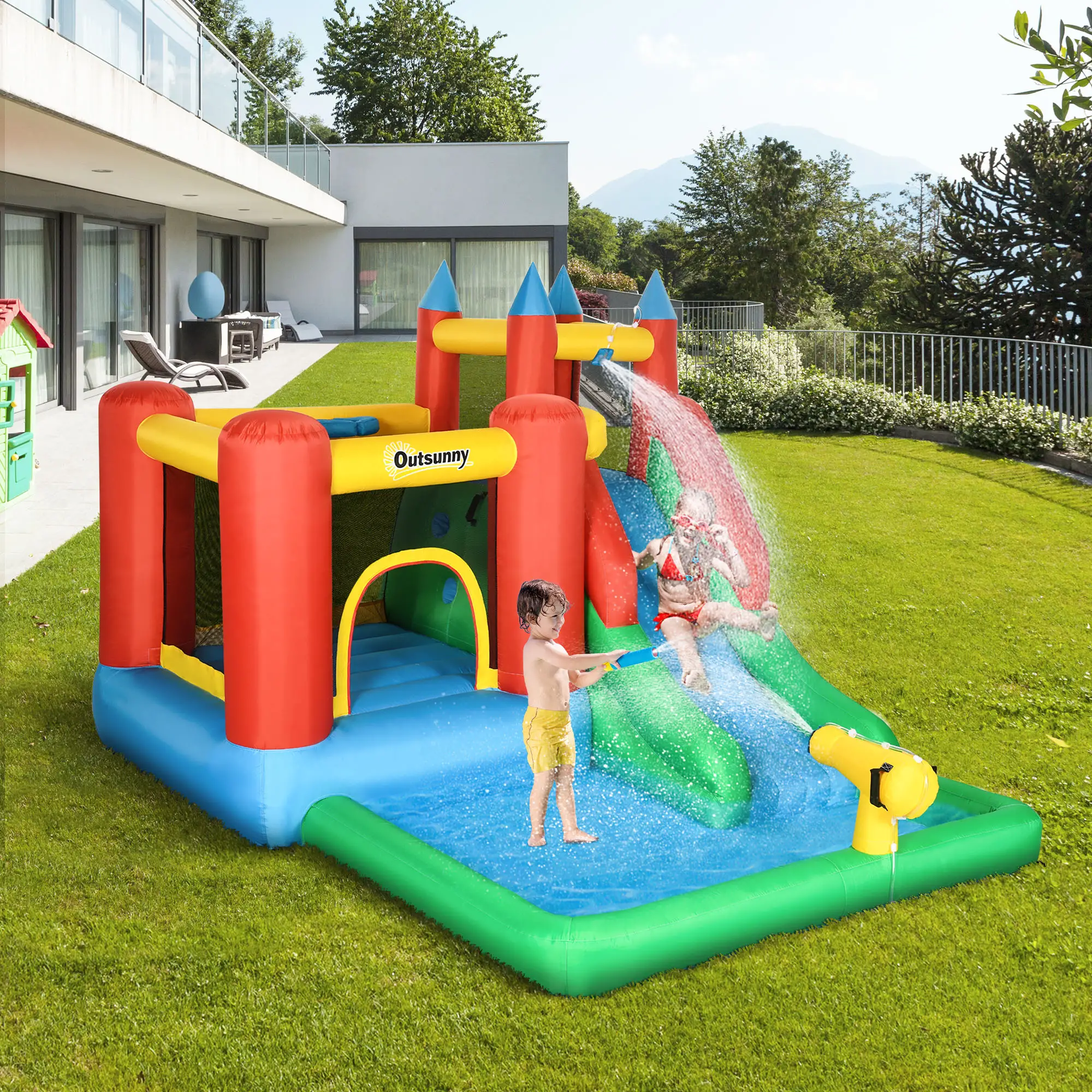 Kids Inflatable Bouncy Castle, Slide, Pool, 11.5' x 8.8' x 7', Multi-color - Image 8