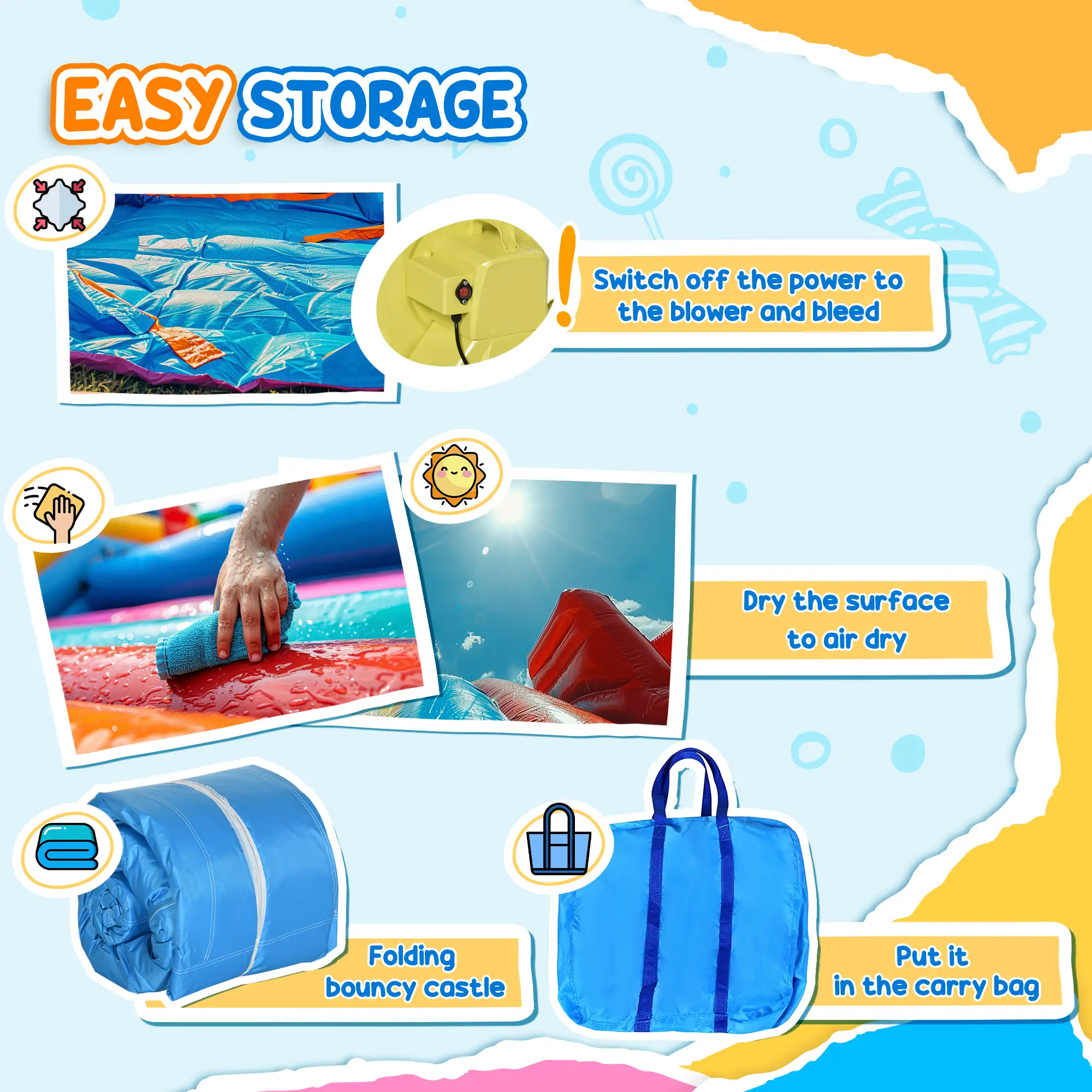 Kids Inflatable Bouncy Castle, Slide, Pool, 11.5' x 8.8' x 7', Multi-color - Image 9