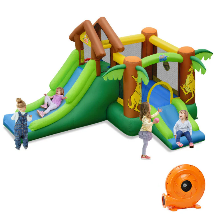 Kids Inflatable Jungle Bounce House Castle, 735W Blower