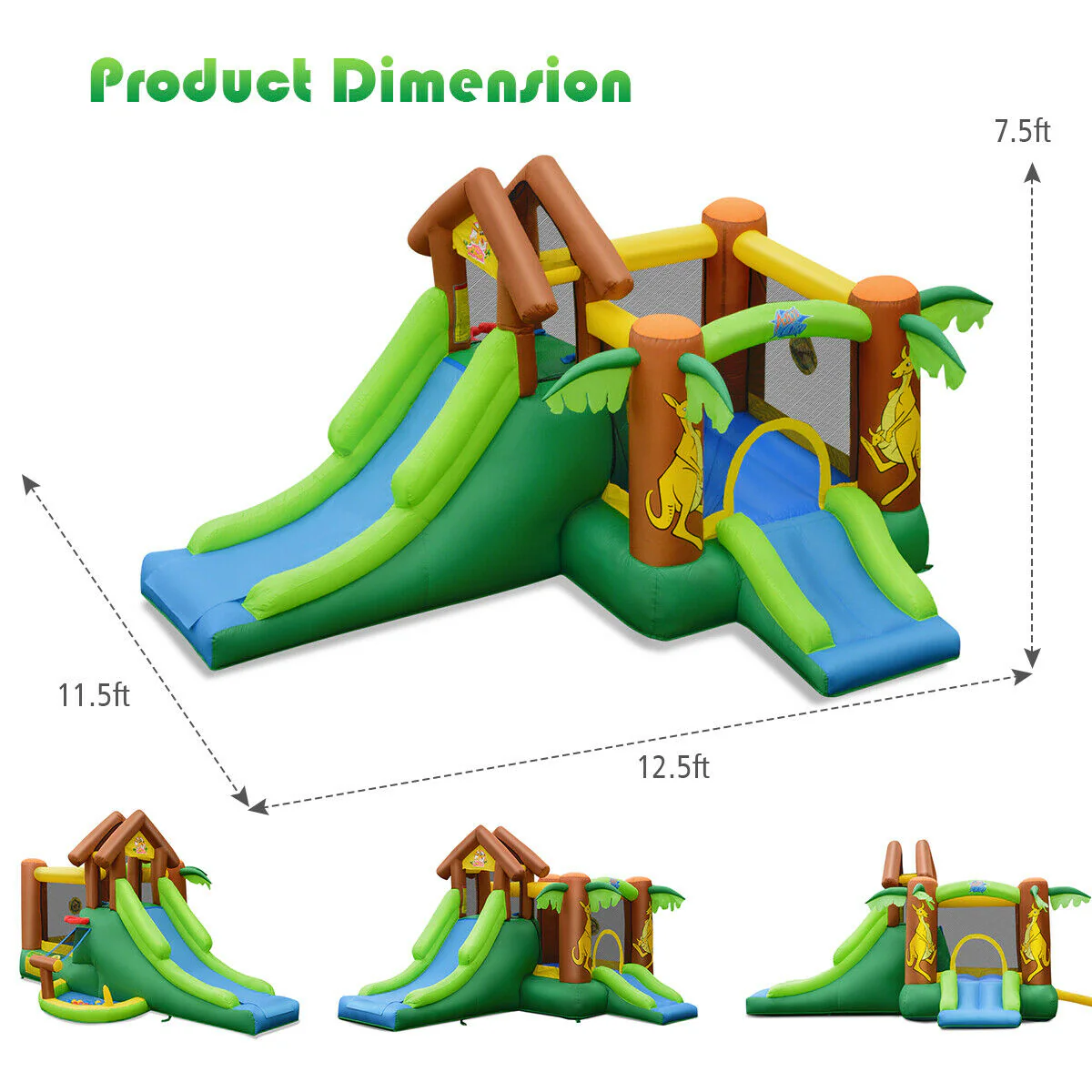 Kids Inflatable Jungle Bounce House Castle, 735W Blower - Image 6