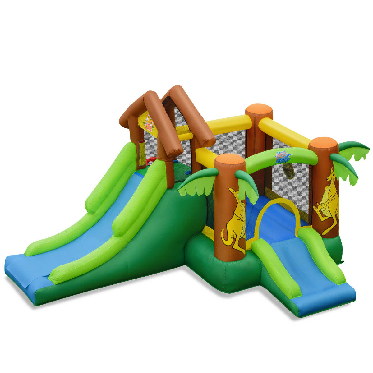 Kids Inflatable Jungle Bounce House Castle, Includes Bag, No Blower