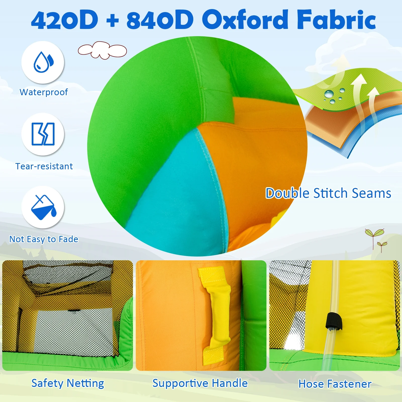 Kids Inflatable Water Park Bounce House, 480W Blower - Image 10