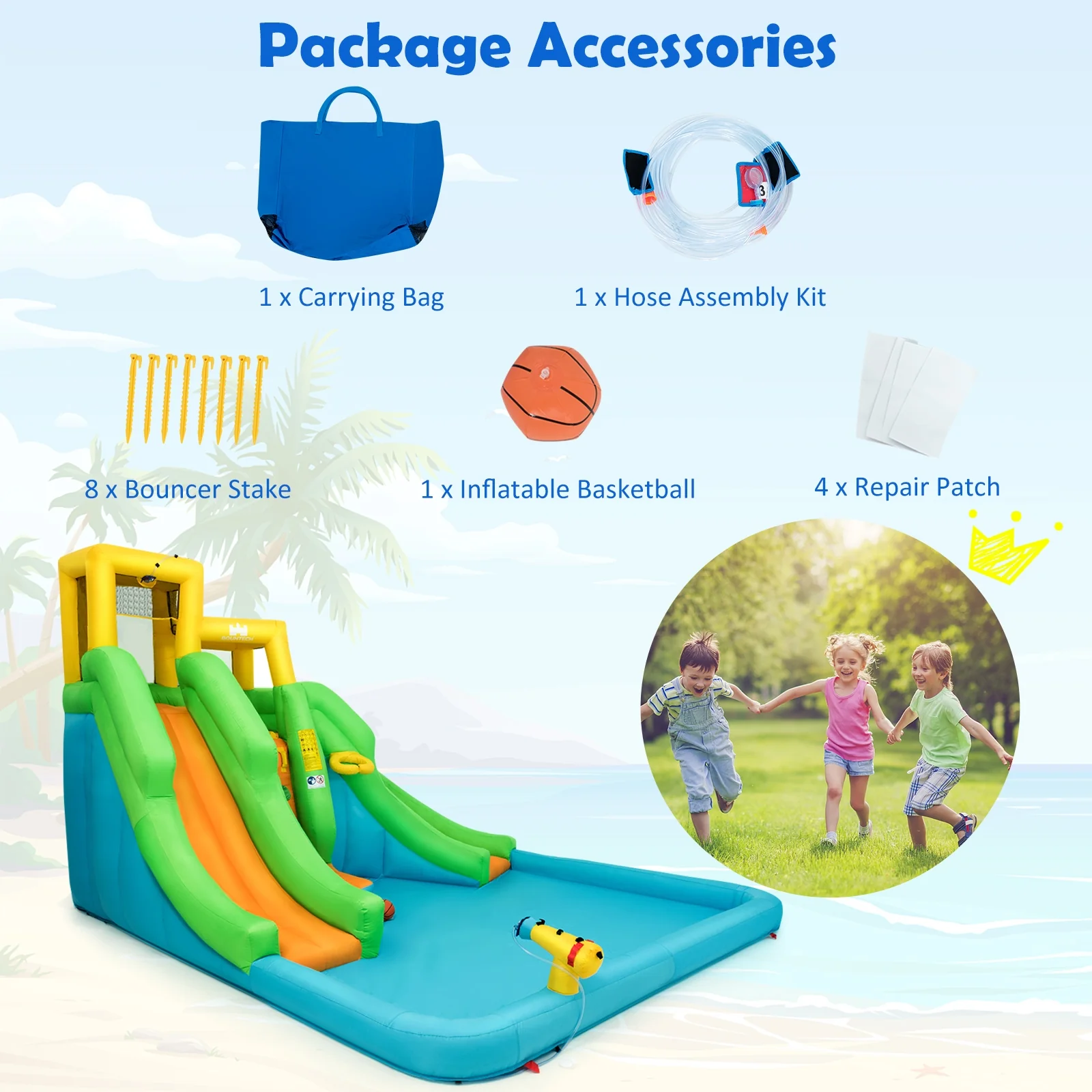 Kids Inflatable Water Park Bounce House, 480W Blower - Image 9