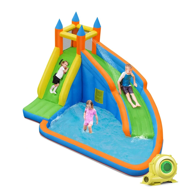 Kids Inflatable Water Slide Bouncing House, 480W Blower, Carrying Bag - Image 4