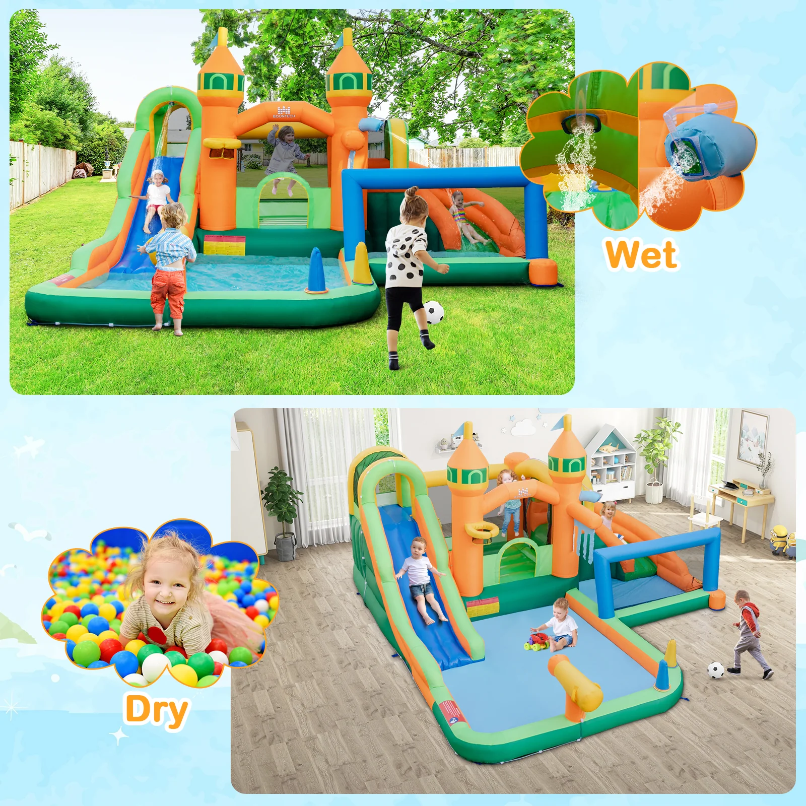 Kids Inflatable Water Slide, Multicolor - Image 3