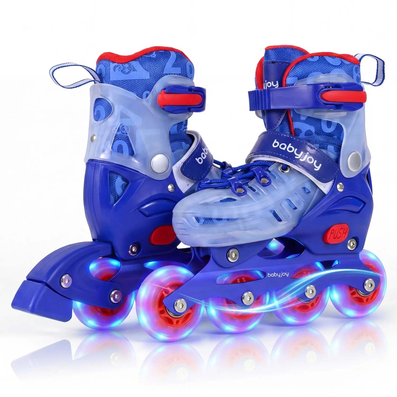 Kids Inline Skates, 4-Size Adjustable, Ages 5-7, Blue - Image 4