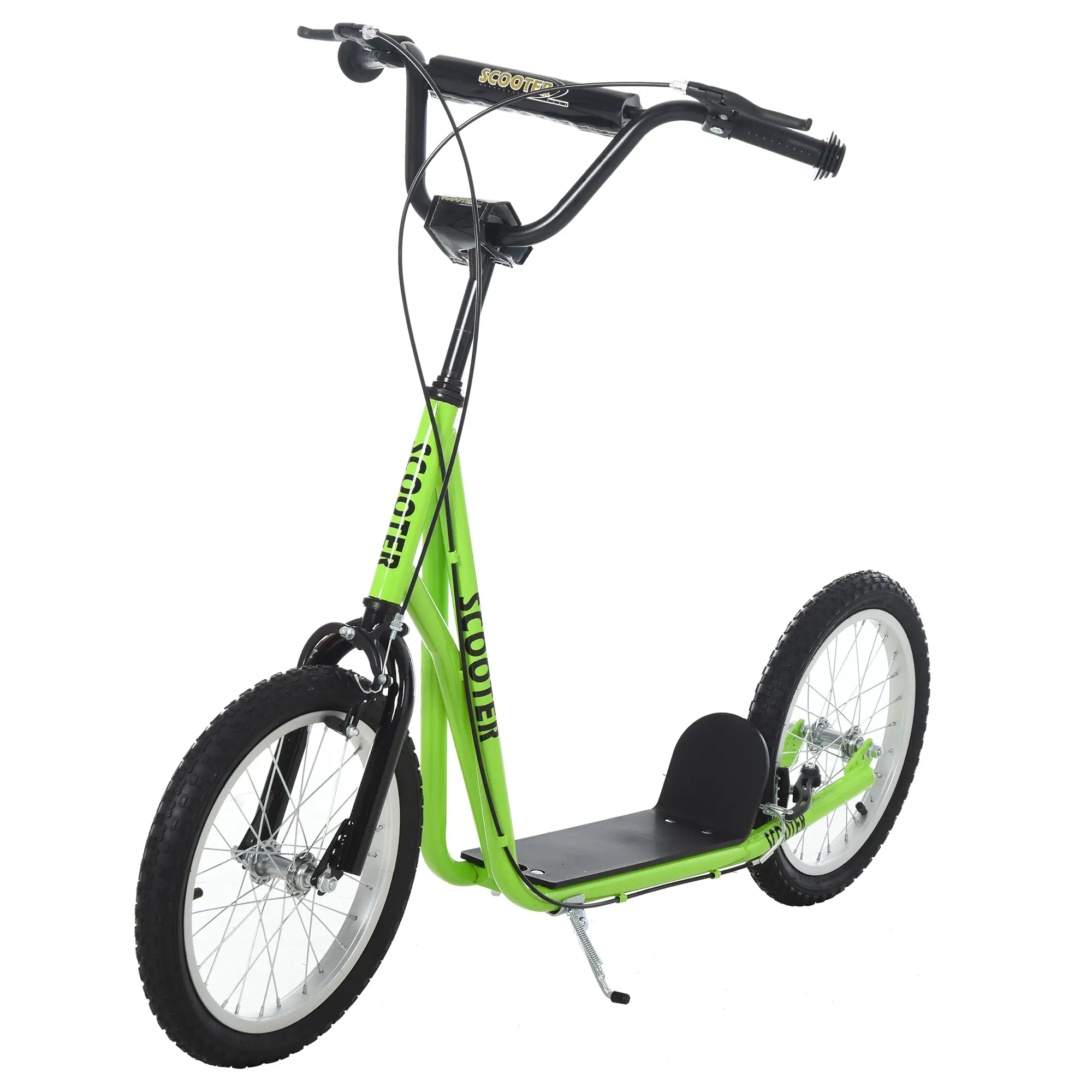 Kids Kick Scooter, 5+ Years, 16'' Inflatable Wheel, Dual Brakes, Green - Image 11