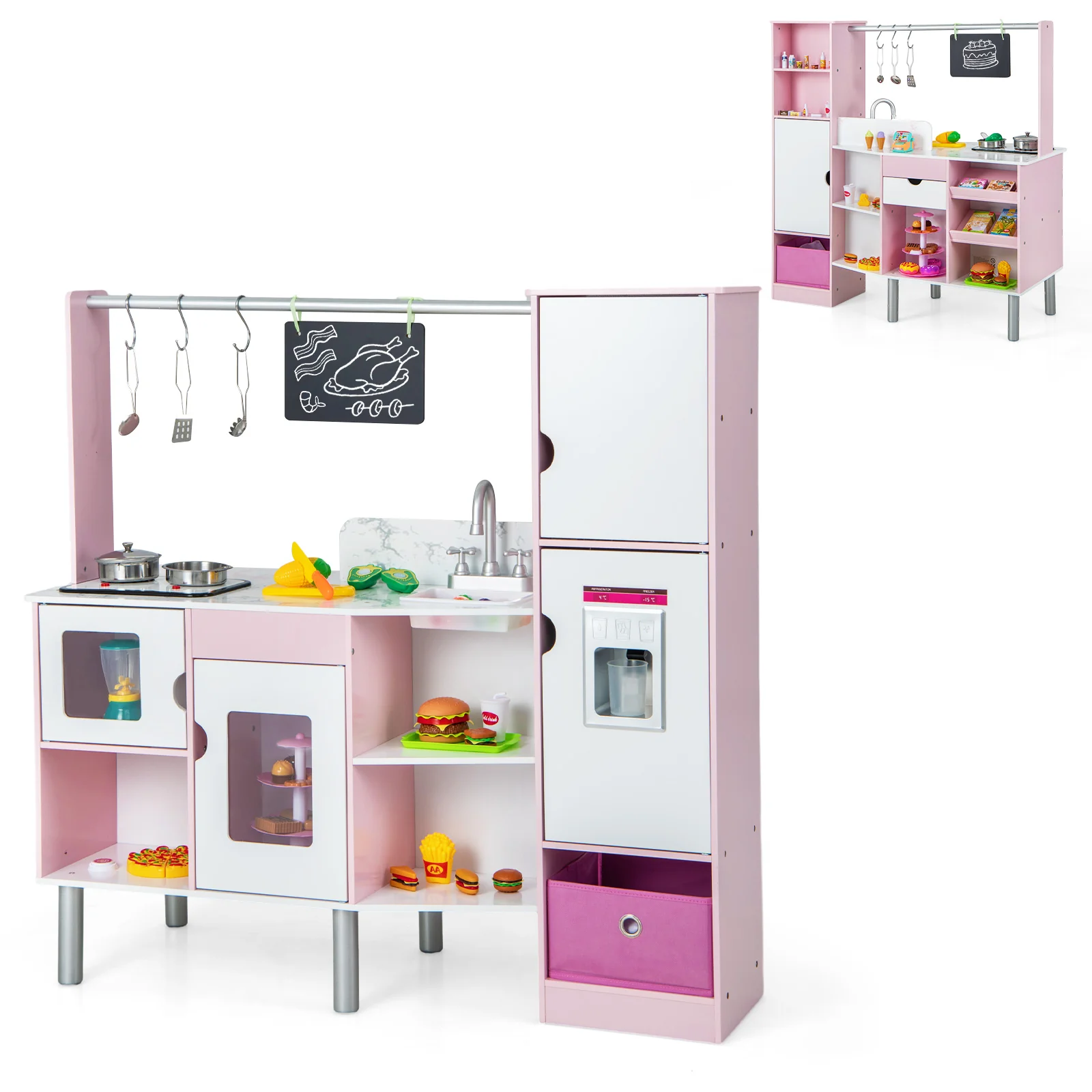 Kids Kitchen And Market, 2-In-1 Double-Sided, Pink - Image 4
