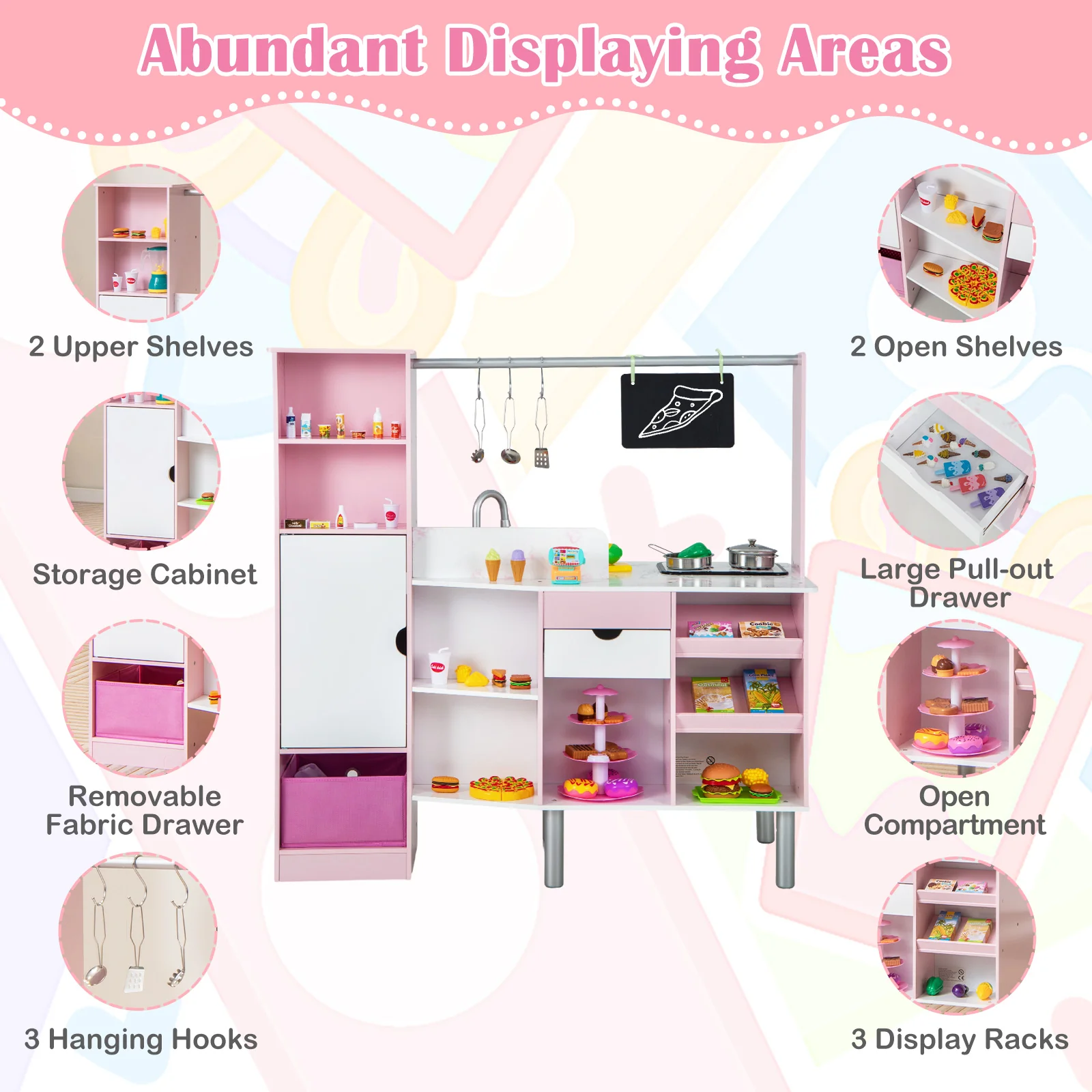 Kids Kitchen And Market, 2-In-1 Double-Sided, Pink - Image 9