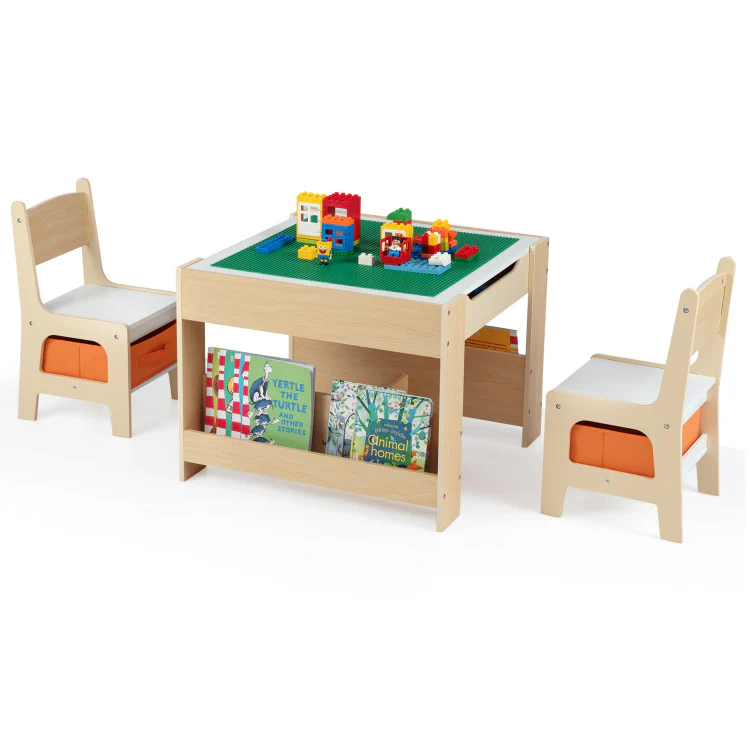 Kids Learning & Play Essentials Bundle — Bookshelf + 4-in-1 Activity Table Set + 360° Swivel Chair - Image 10