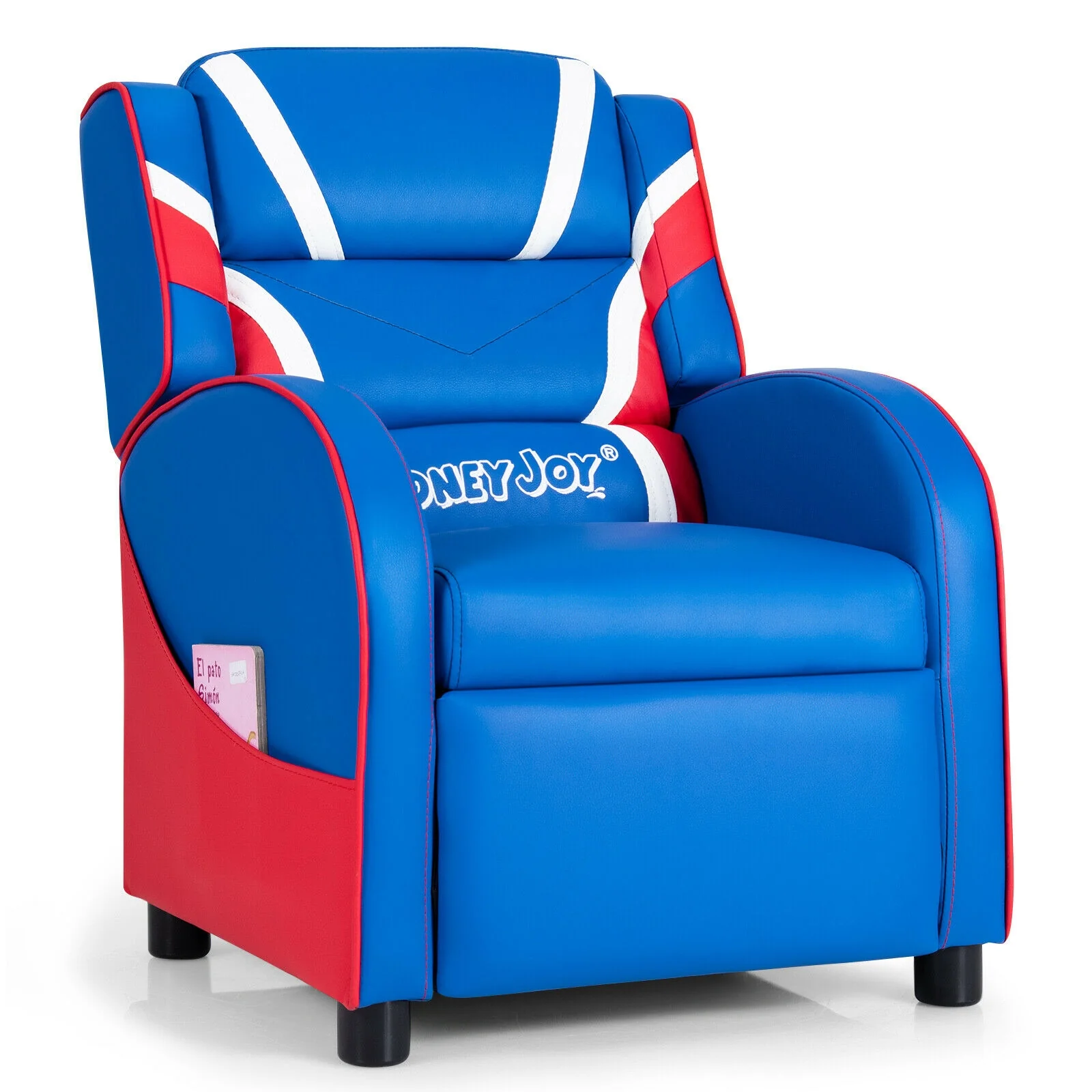 Kids Leather Recliner Chair, With Side Pockets, Blue - Image 5