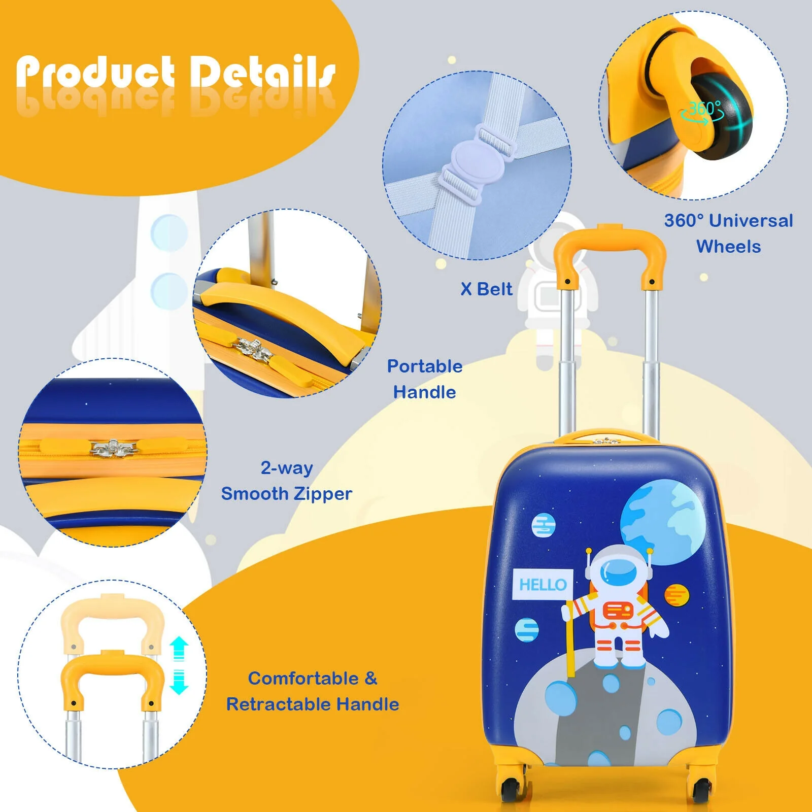 Kids Lightweight Luggage Set, Backpack And Suitcase, Blue - Image 9