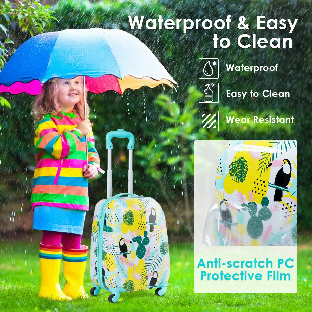 Kids Luggage Set, 12-inch Backpack, 16-inch Rolling Suitcase, Multicolor - Image 4