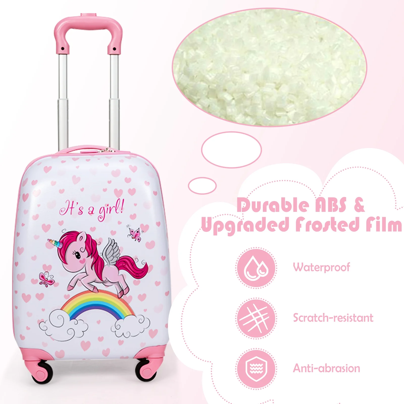 Kids Luggage Set, 12 Inch Backpack and 16 Inch Suitcase with Wheels, Pink - Image 6
